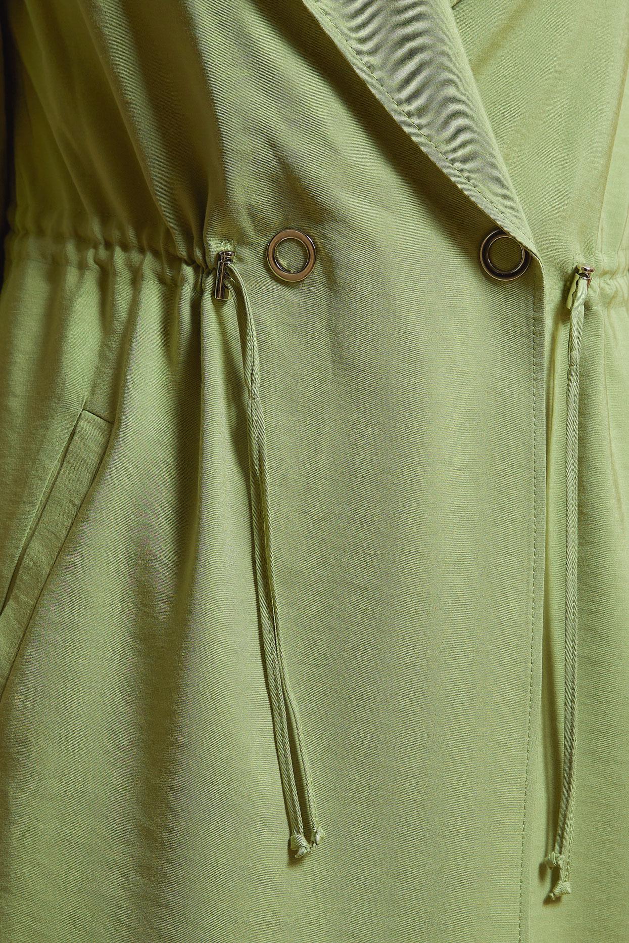 Tesettür giyim YEŞİL BELİ BÜZGÜLÜ TRENÇKOT 10851