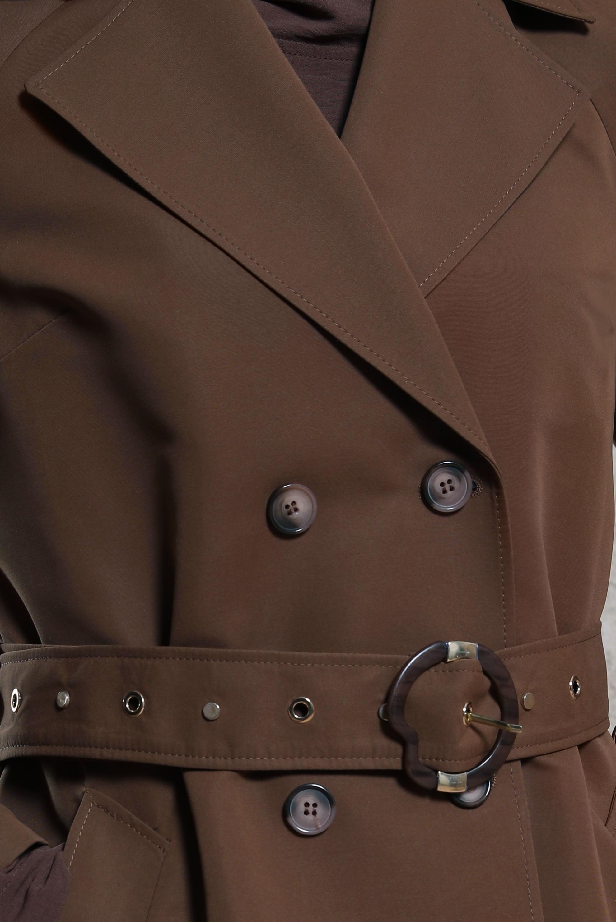 Tesettür giyim KAHVE KEMERLİ TRENÇKOT 10853