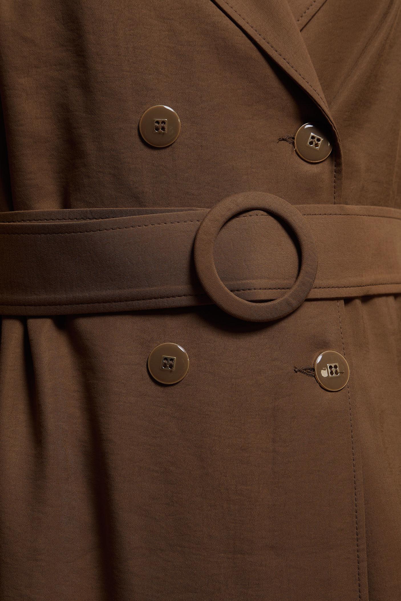 Tesettür giyim KAHVE KEMERLİ TRENÇKOT 10855