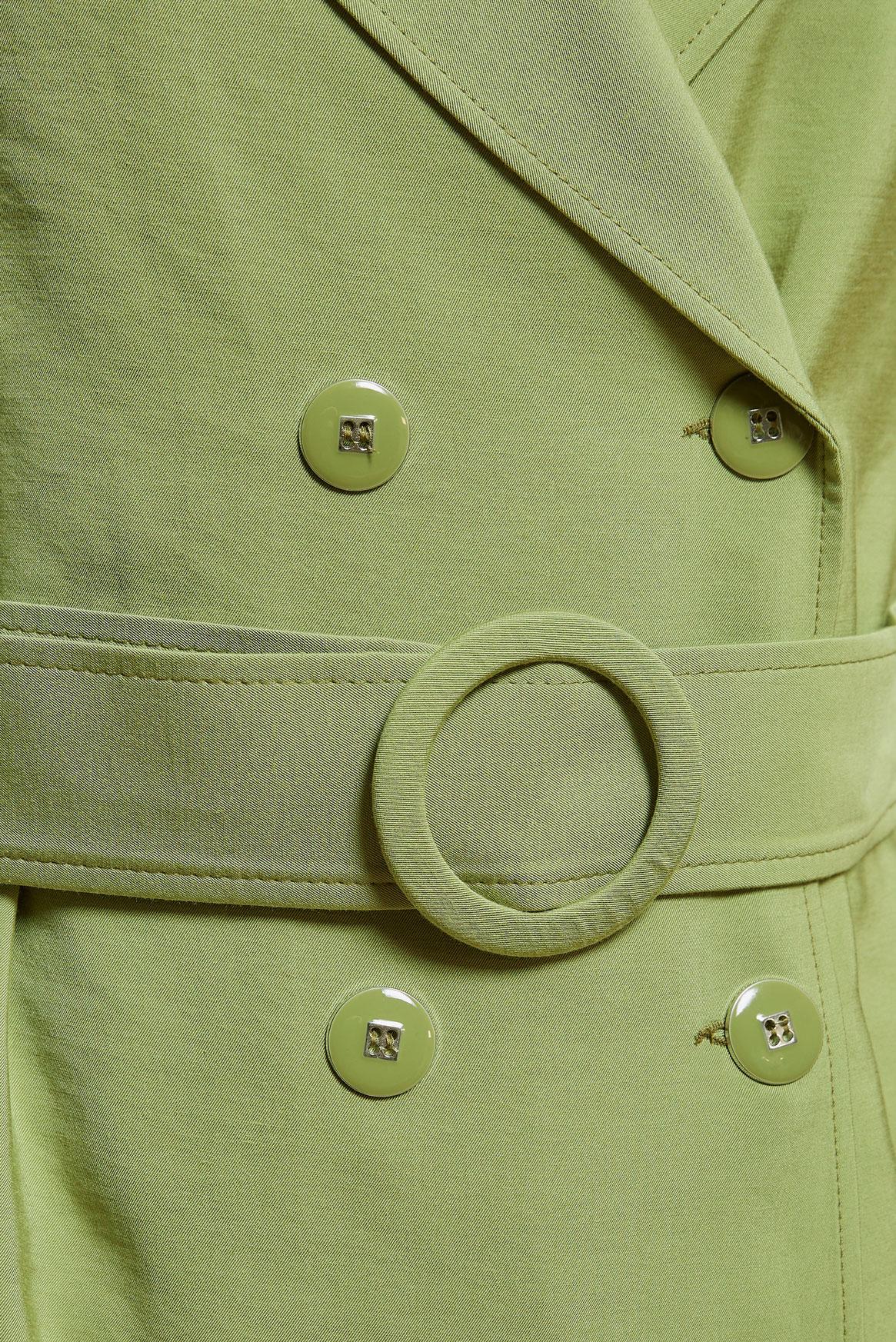 Tesettür giyim YEŞİL KEMERLİ TRENÇKOT 10855