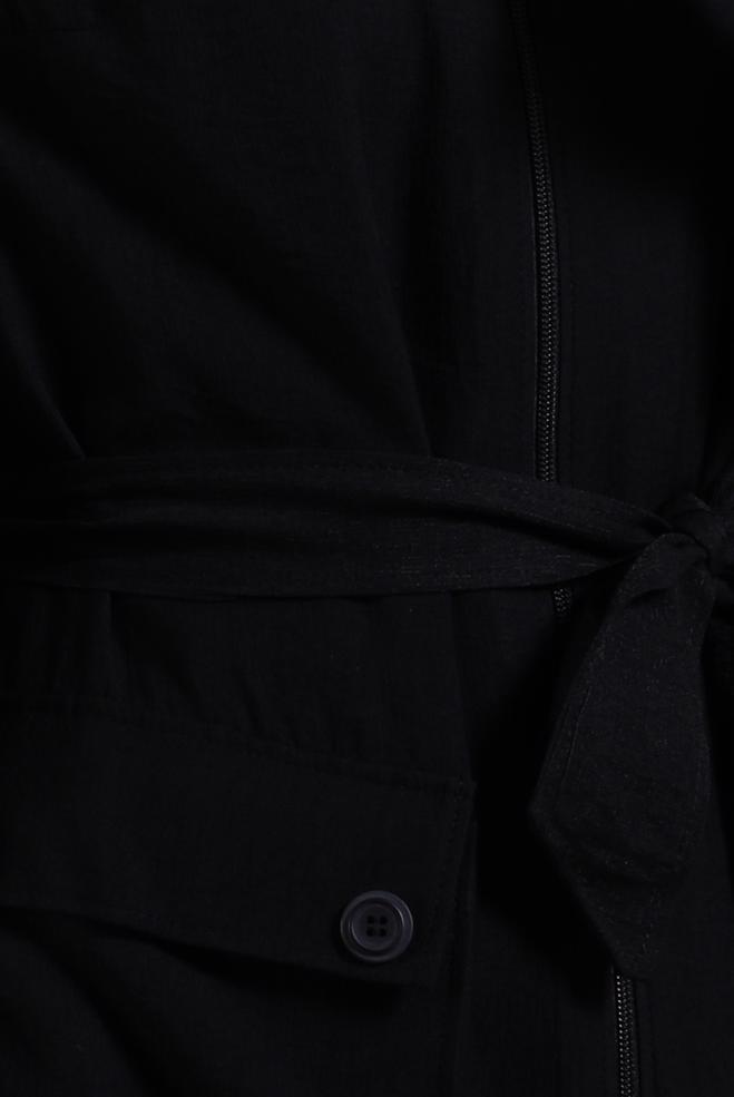 Tesettür giyim SİYAH KUŞAKLI KAPÜŞONLU TRENÇKOT 10858 - ALVİNA