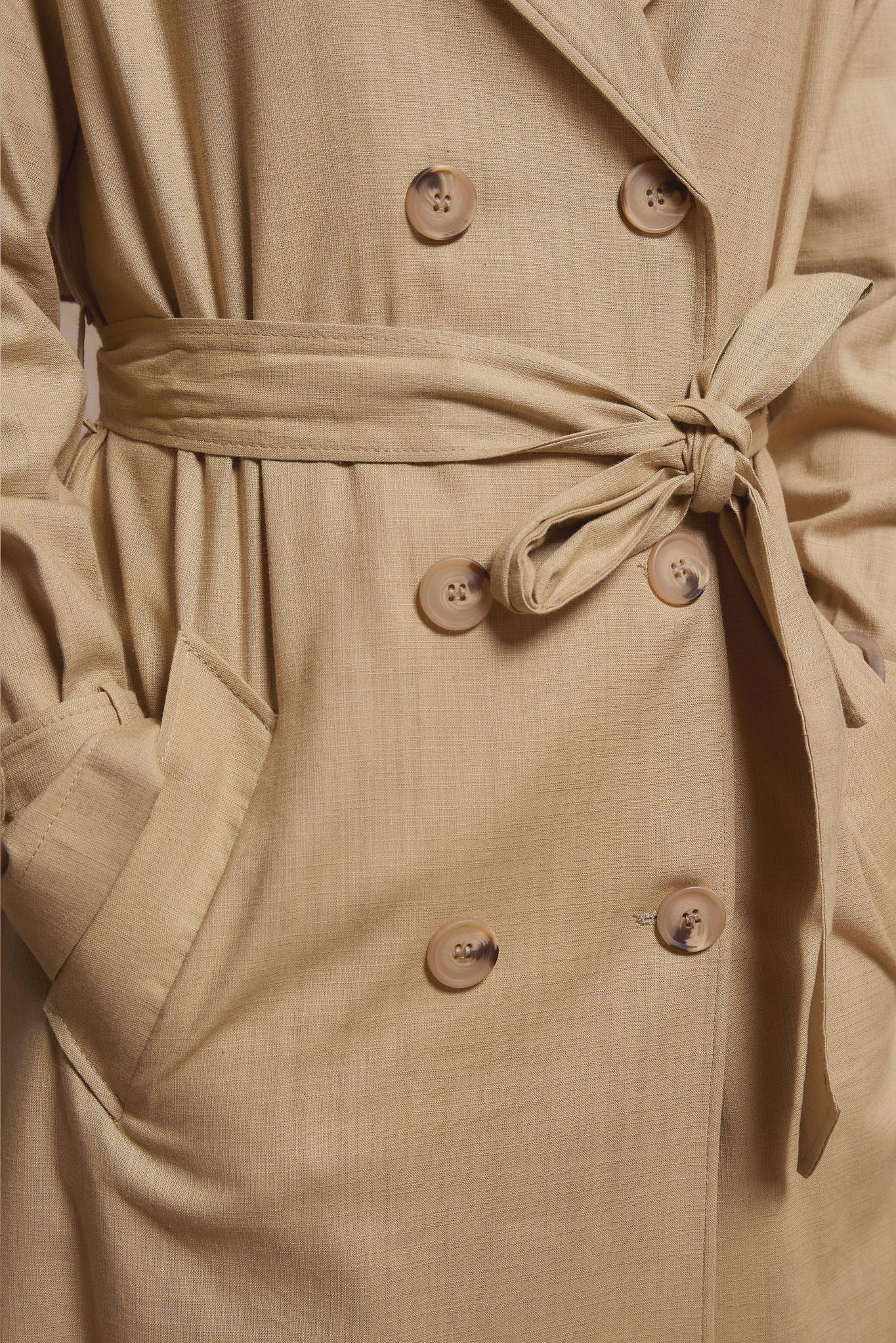 Tesettür giyim KAHVE KUŞAKLI TRENÇKOT 10861