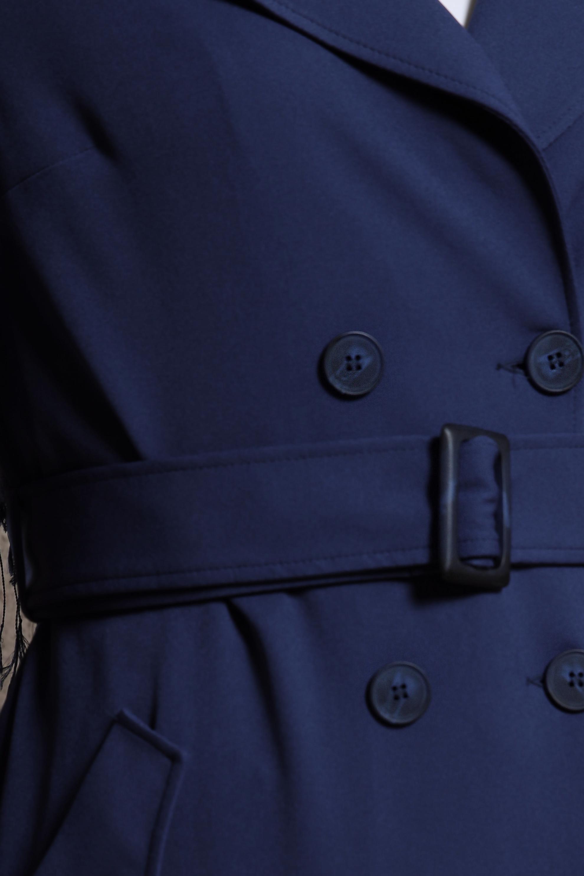 Tesettür giyim LACİVERT KRUVAZE YAKA KEMERLİ TRENÇKOT 10862