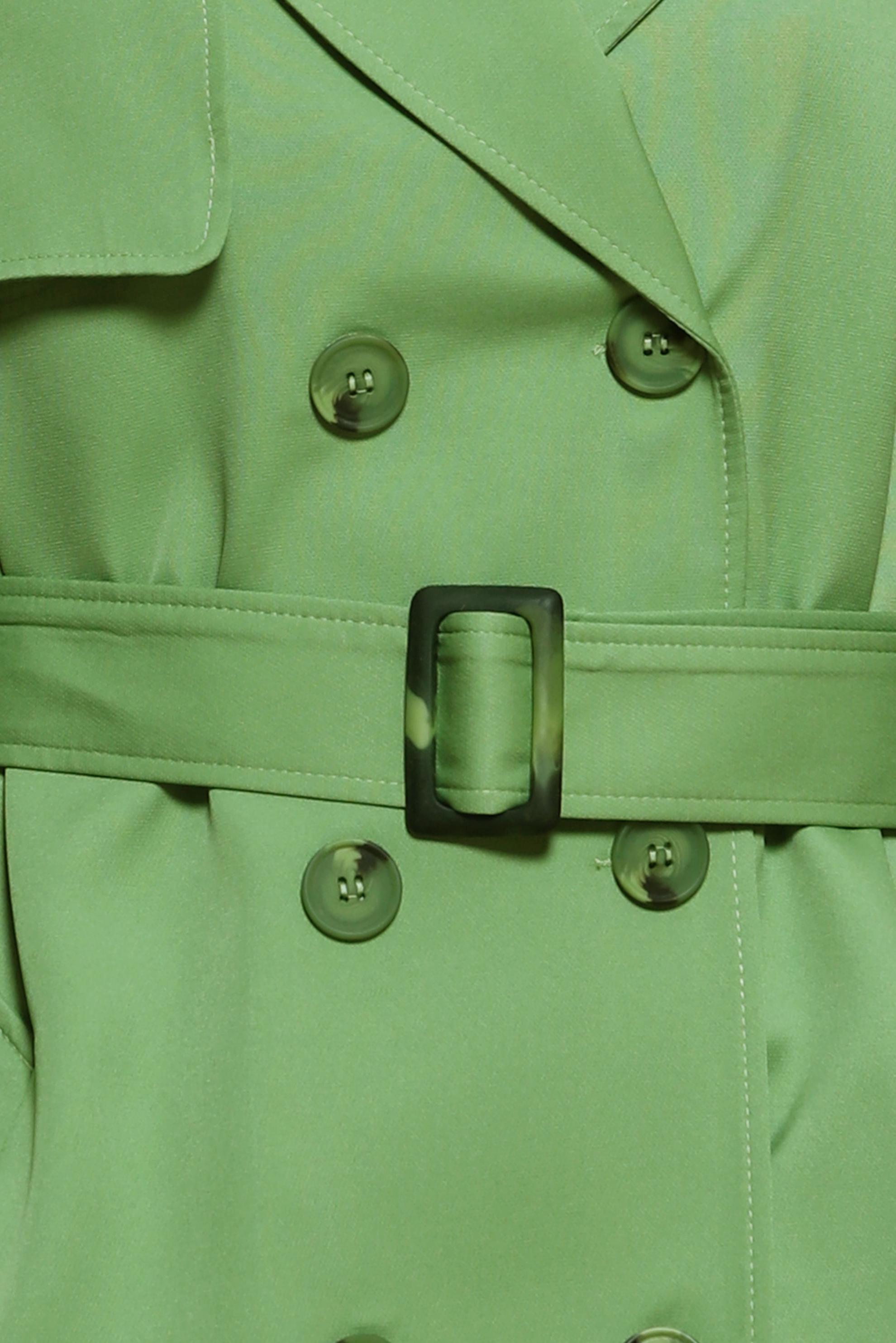 Tesettür giyim YEŞİL KEMERLİ TRENÇKOT 10863