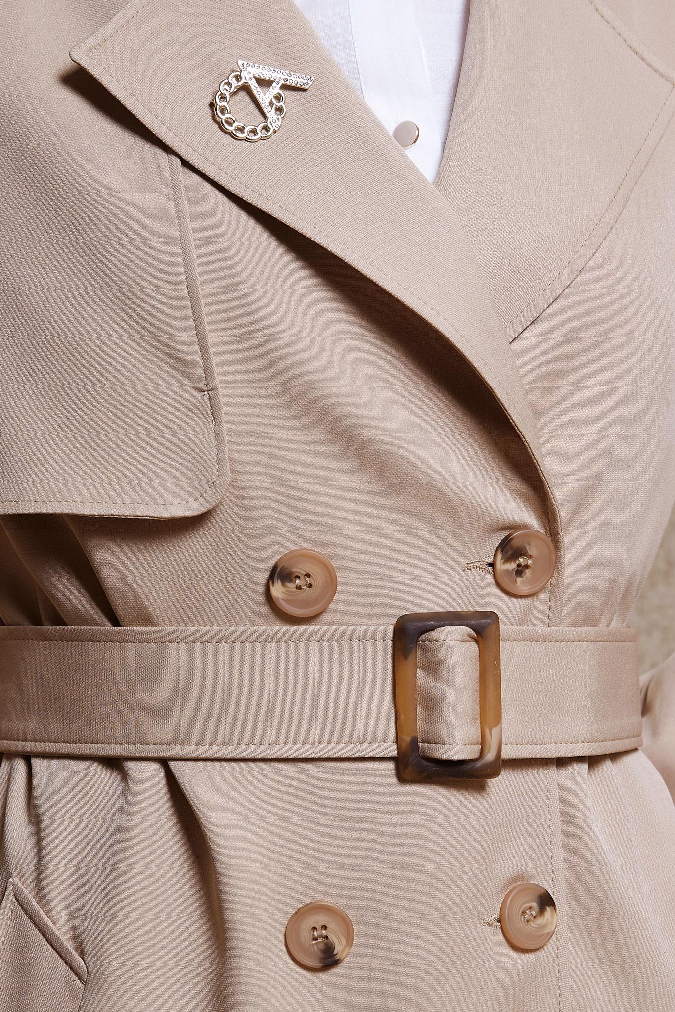 Tesettür giyim KAHVE KEMERLİ TRENÇKOT 10863