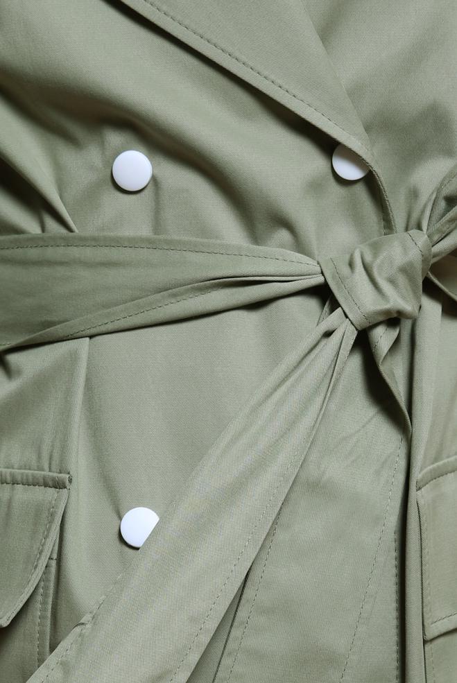 Tesettür giyim HAKİ KUŞAKLI TRENÇKOT 10865 - ALVİNA