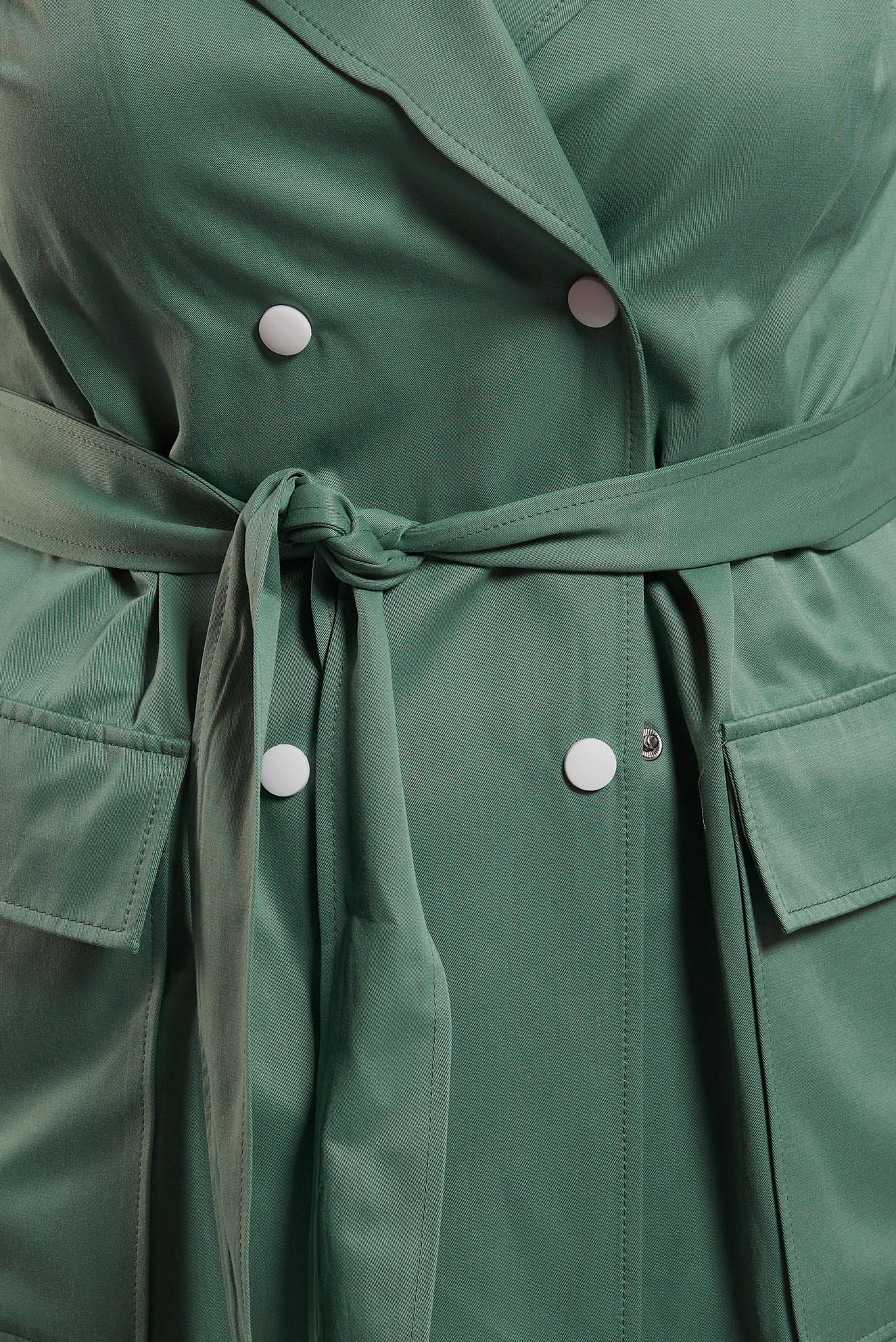 Tesettür giyim YEŞİL KUŞAKLI TRENÇKOT 10865