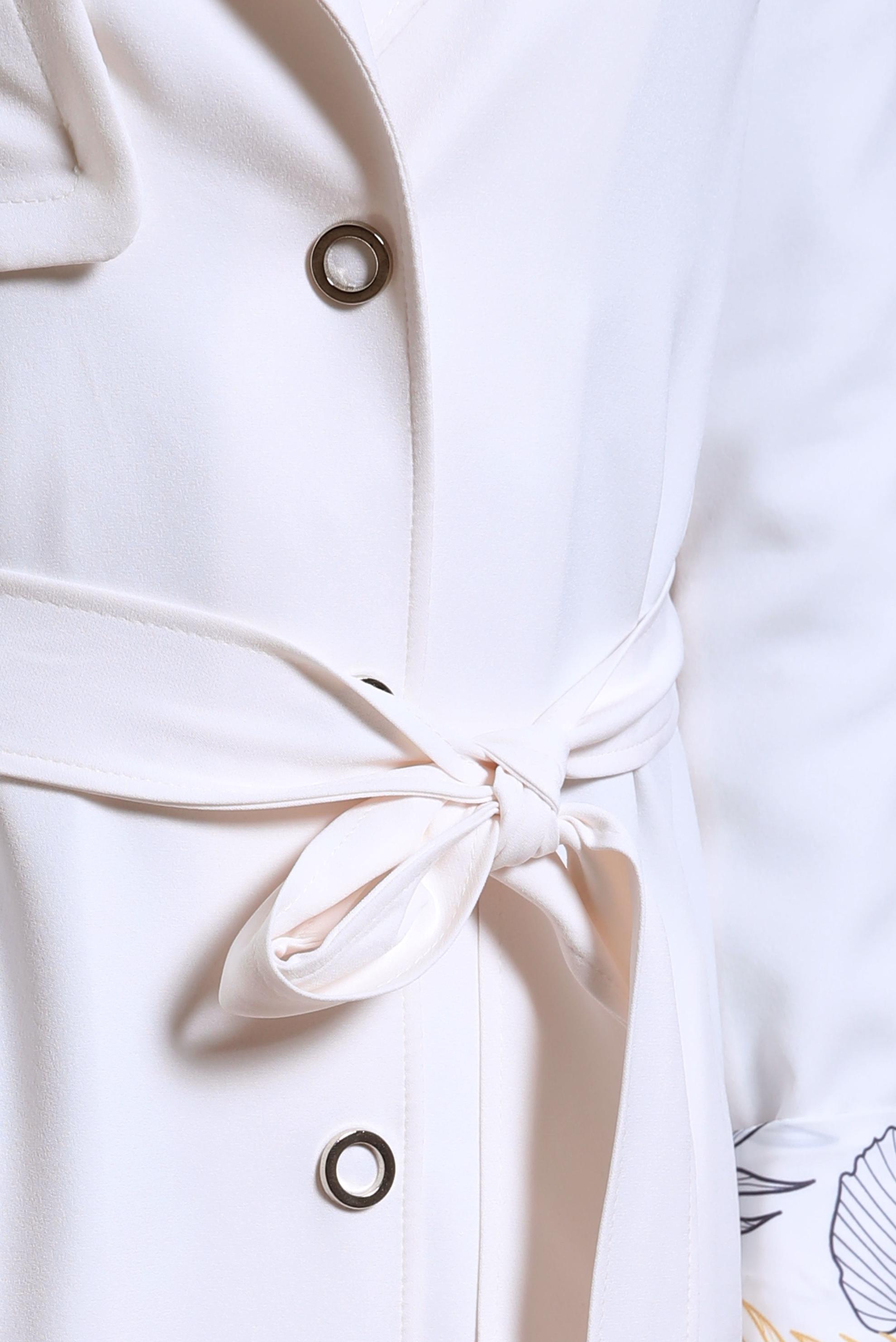 Tesettür giyim BEYAZ KUŞAKLI TRENÇKOT 10868