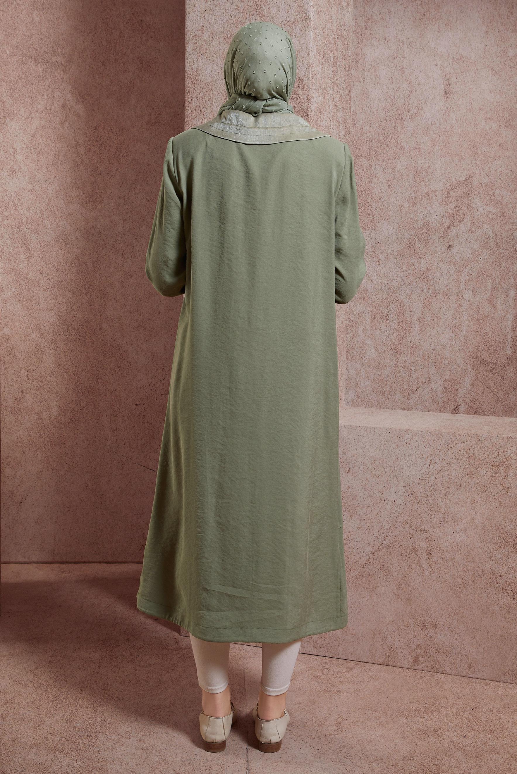 Tesettür giyim HAKİ ÇITÇITLI TRENÇKOT 10871