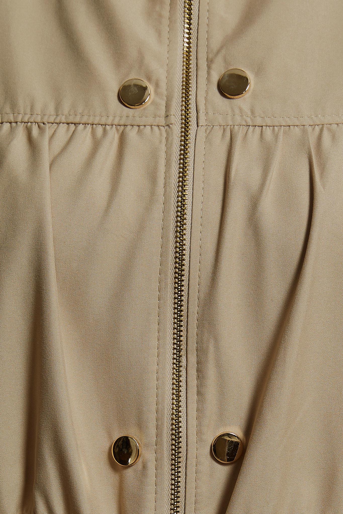 Tesettür giyim BEJ KAPÜŞONLU TRENÇKOT 10873