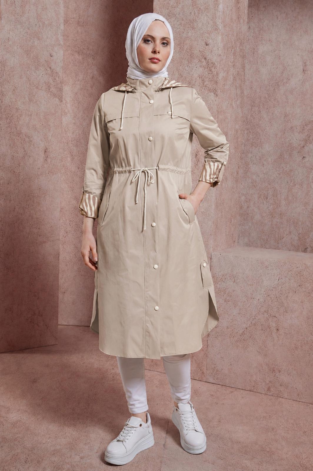 Vêtements hijab BEIGE TRENCH À CAPUCHE 10874
