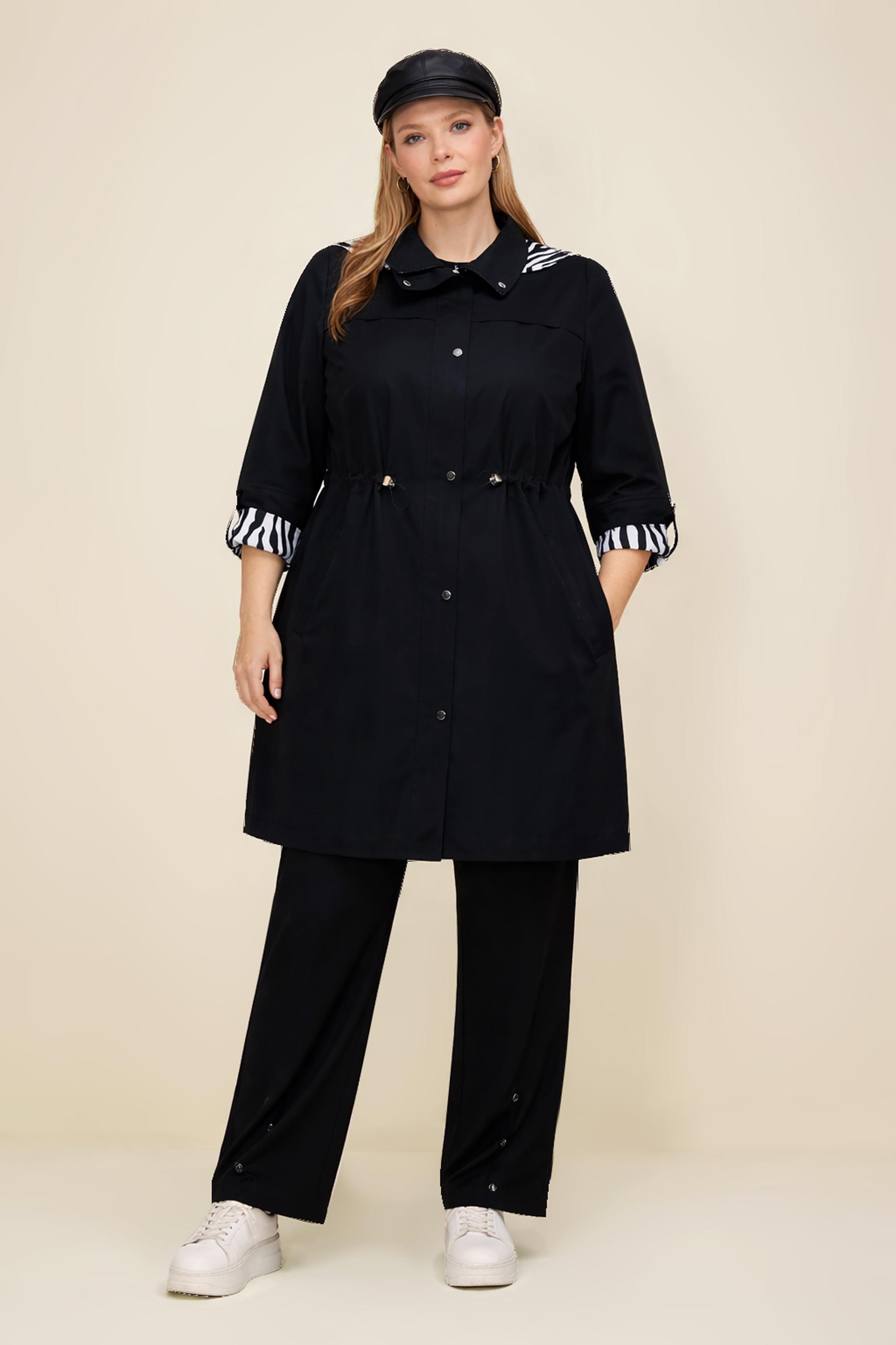 Vêtements hijab NOIR TRENCH-COAT À CAPUCHE GRANDE TAILLE 10889