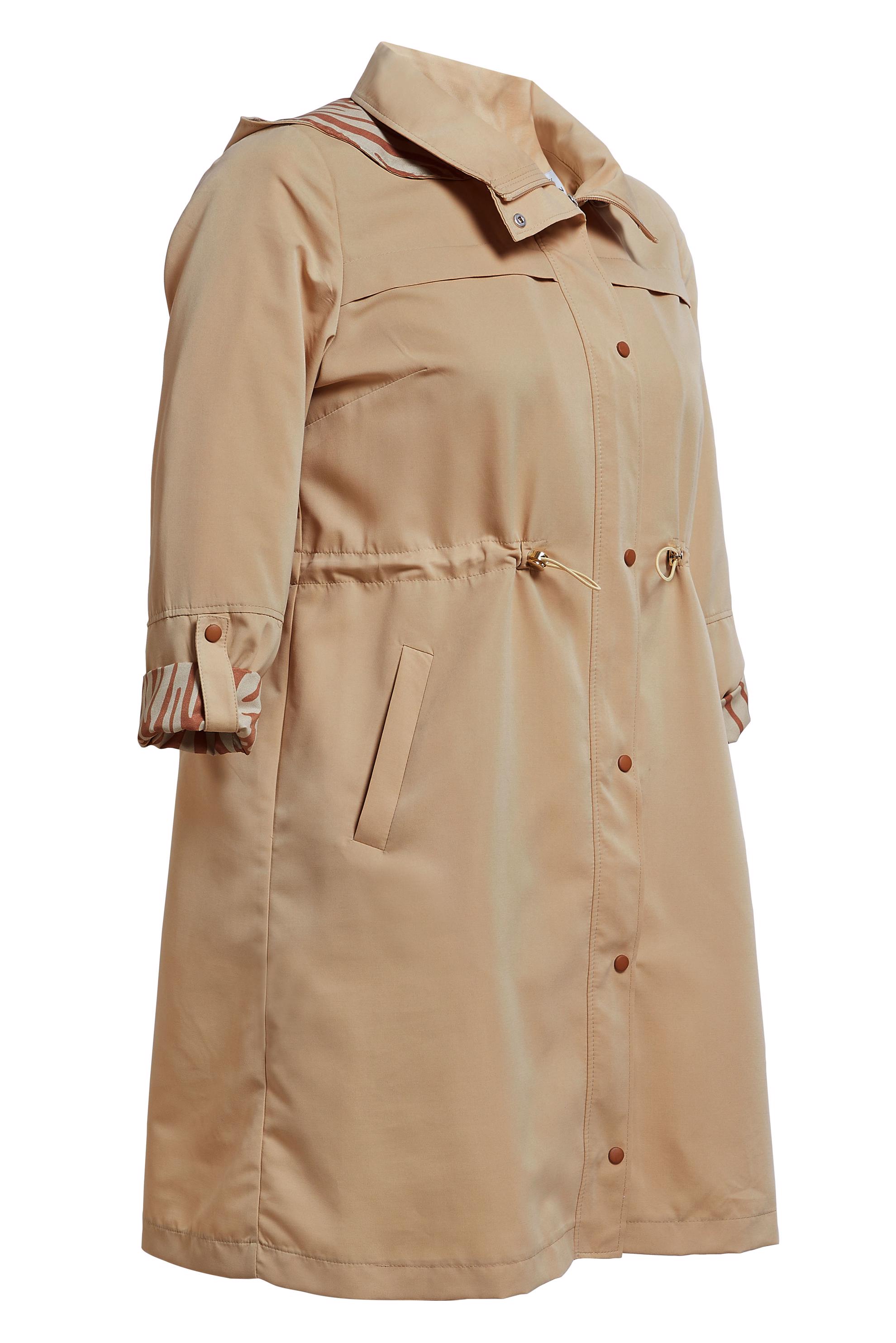 Hijab clothing BEIGE PLUS SIZE HOODED TRENCH COAT 10889