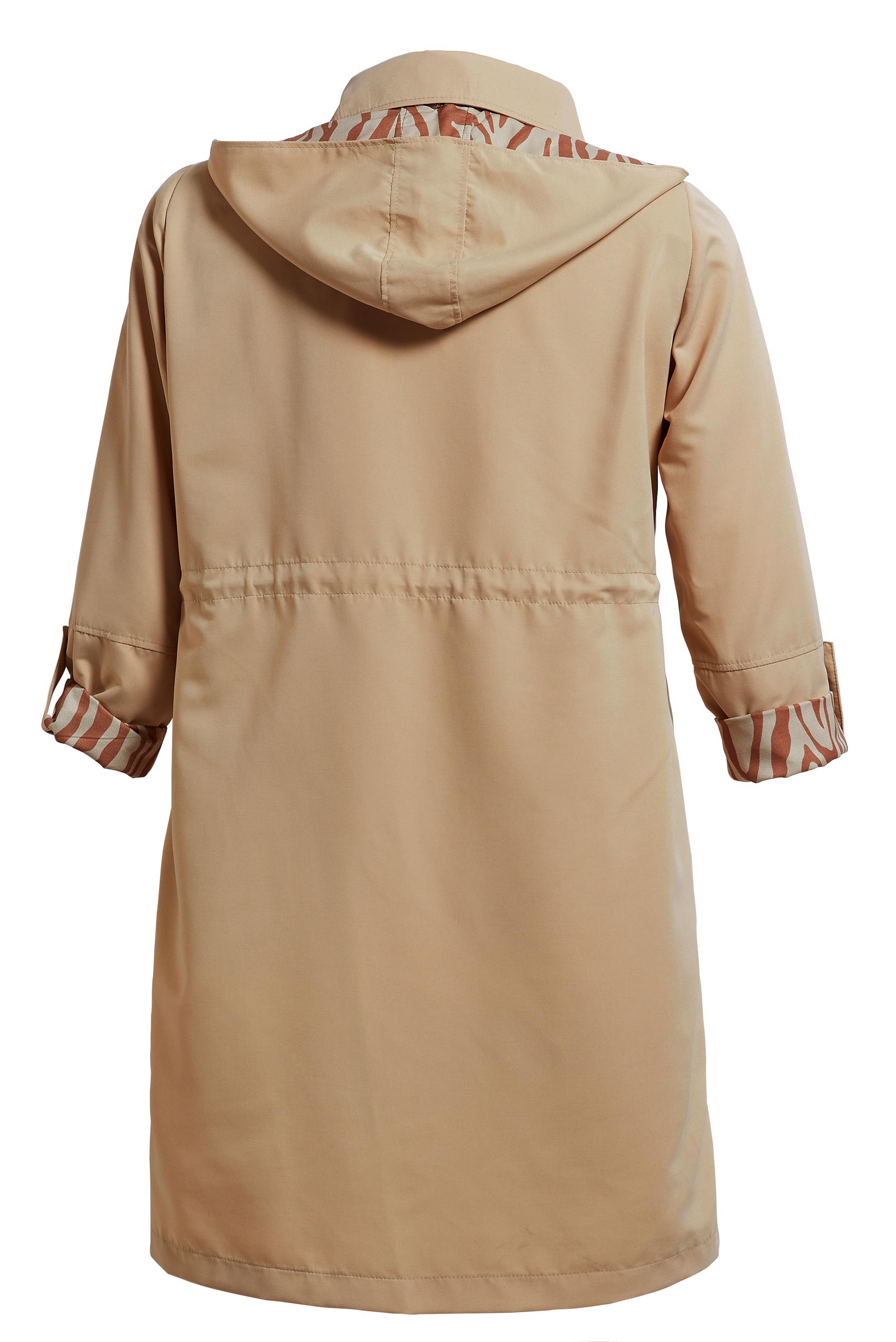 Hijab clothing BEIGE PLUS SIZE HOODED TRENCH COAT 10889