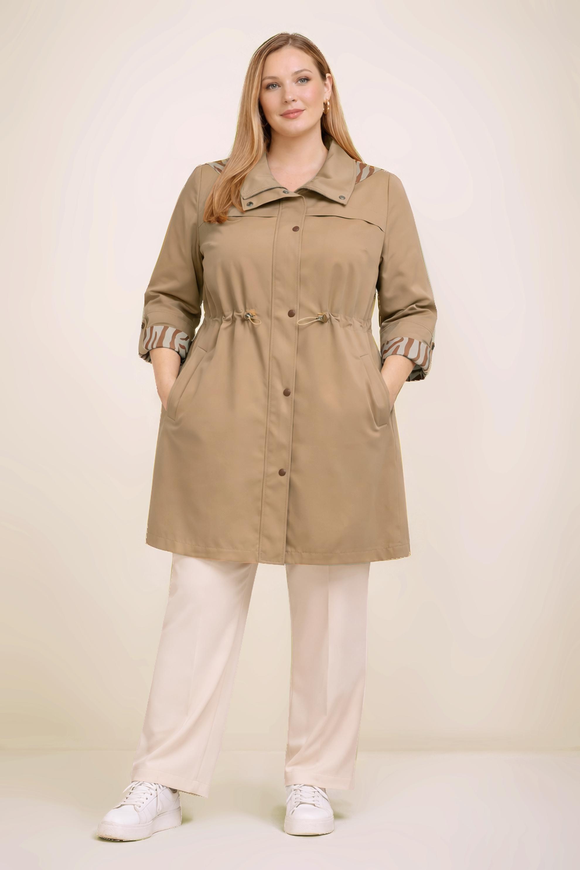 Vêtements hijab BEIGE TRENCH-COAT À CAPUCHE GRANDE TAILLE 10889
