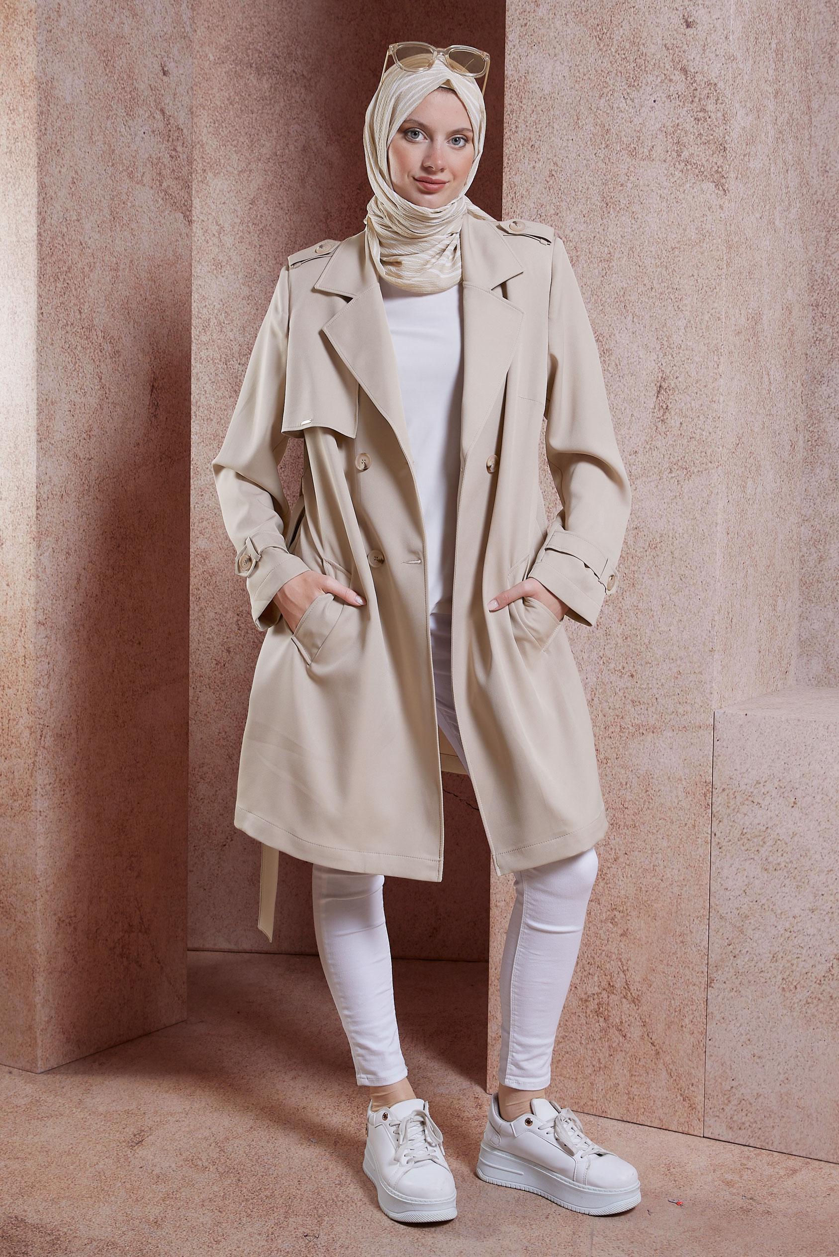 Vêtements hijab SABLE TRENCH-COAT CEINTURÉ 10891