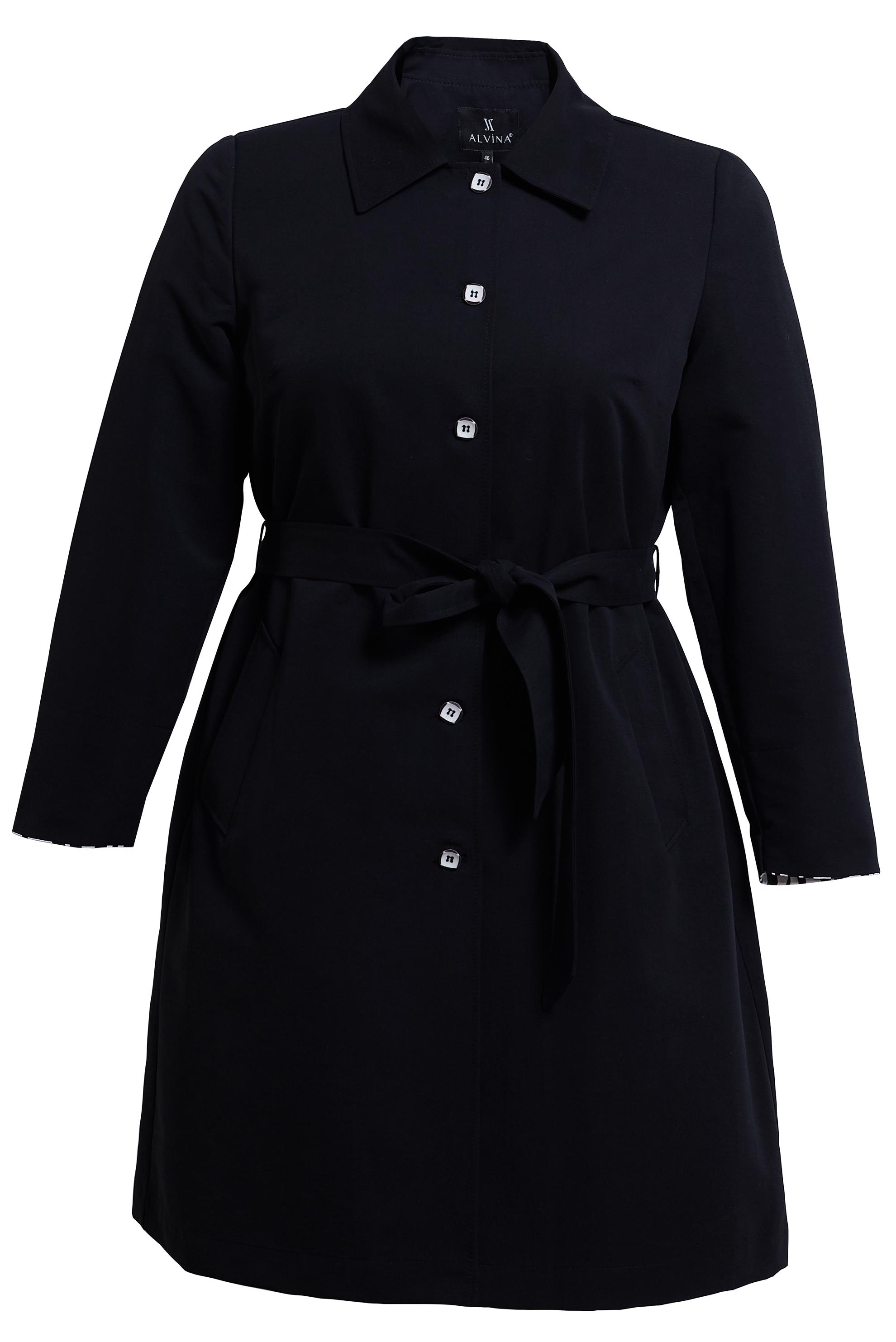 Tesettür giyim SİYAH KUŞAKLI BÜYÜK BEDEN TRENÇKOT 10892