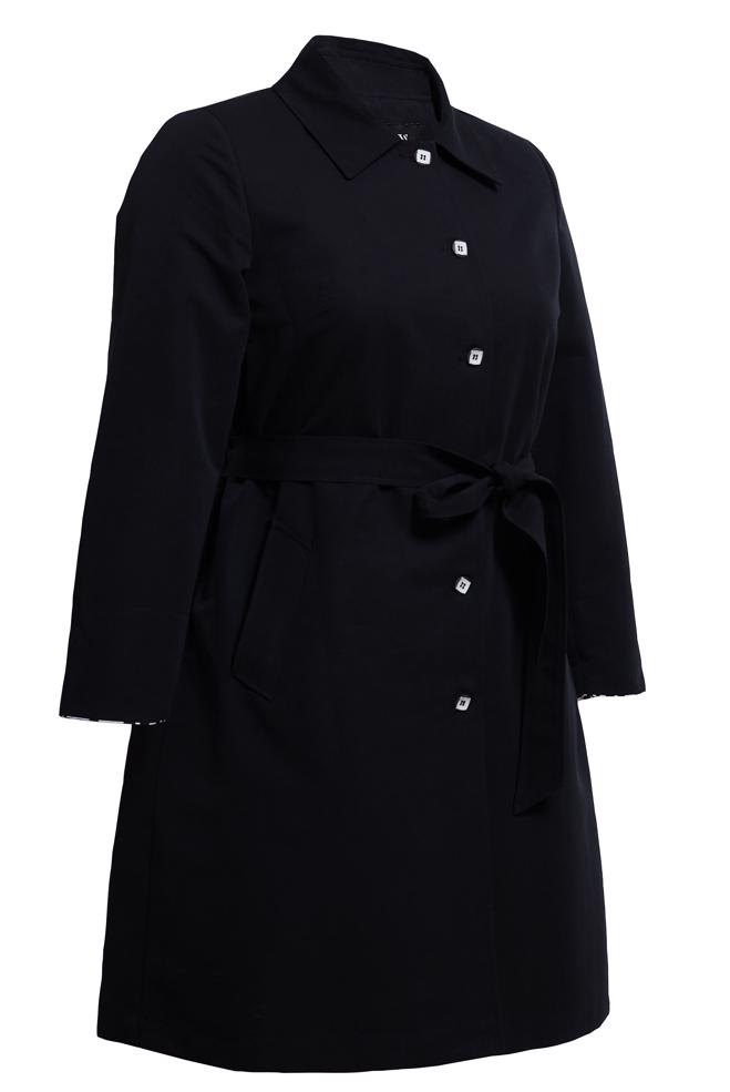 Tesettür giyim SİYAH KUŞAKLI BÜYÜK BEDEN TRENÇKOT 10892 - ALVİNA