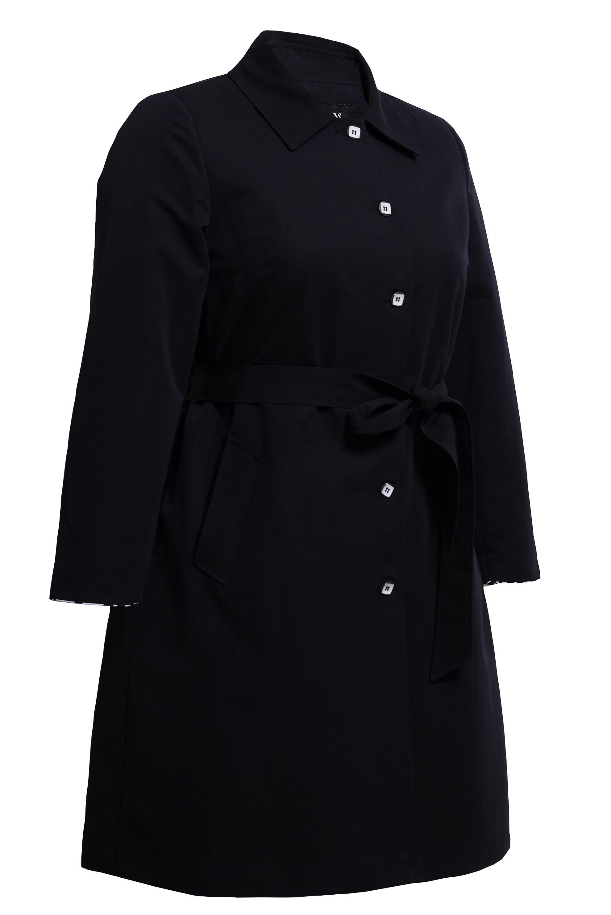 Tesettür giyim SİYAH KUŞAKLI BÜYÜK BEDEN TRENÇKOT 10892