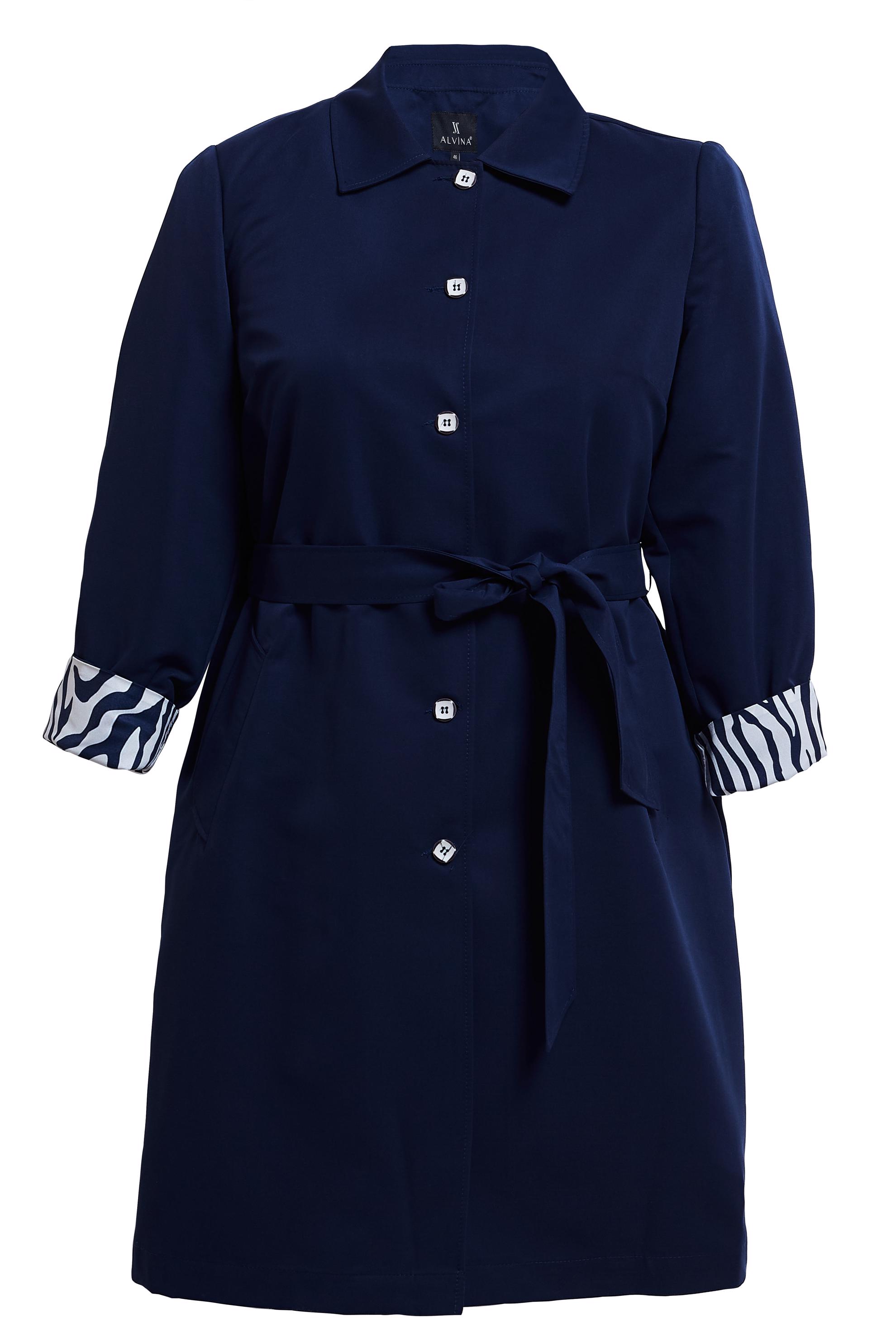 Tesettür giyim LACİVERT KUŞAKLI BÜYÜK BEDEN TRENÇKOT 10892