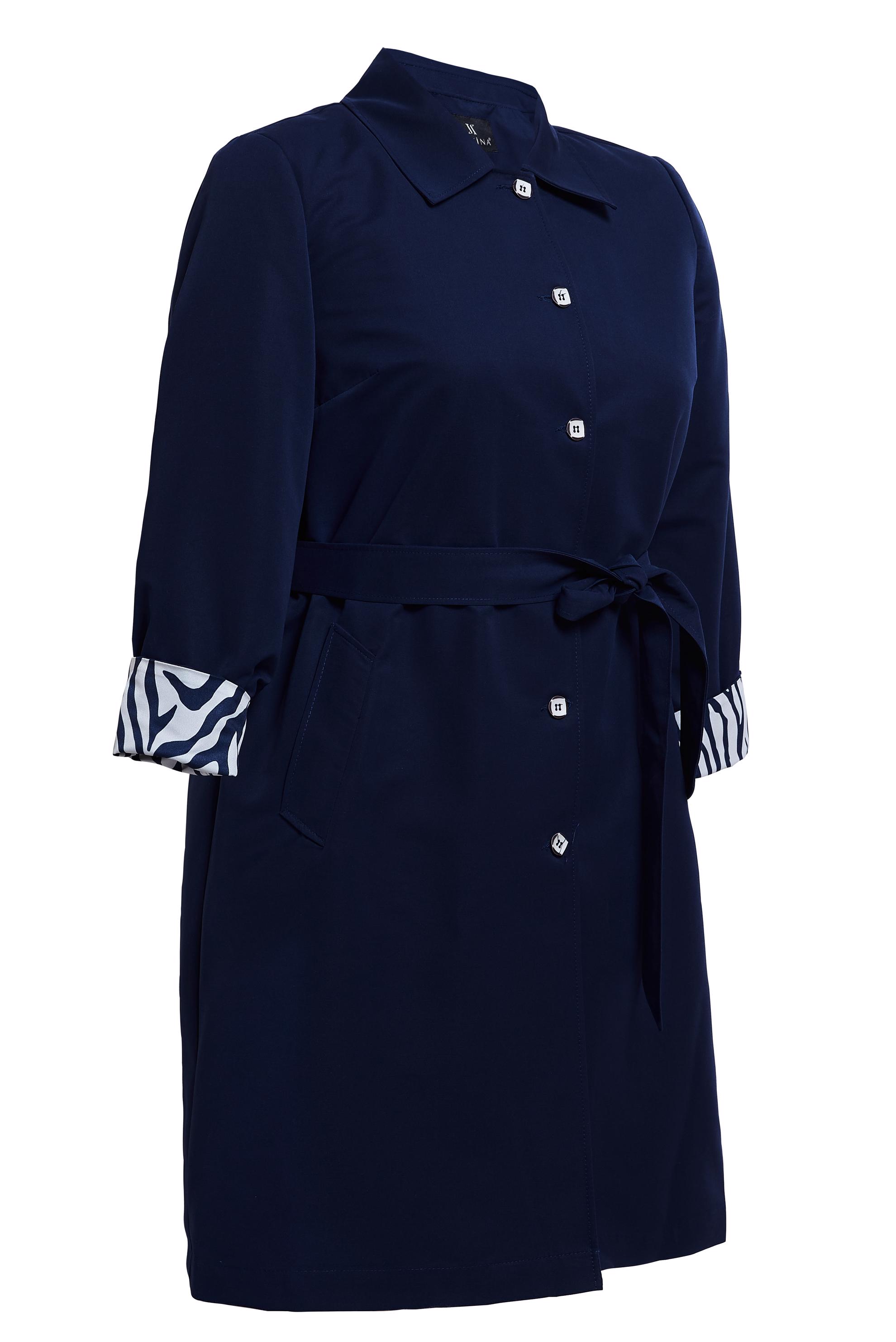 Tesettür giyim LACİVERT KUŞAKLI BÜYÜK BEDEN TRENÇKOT 10892