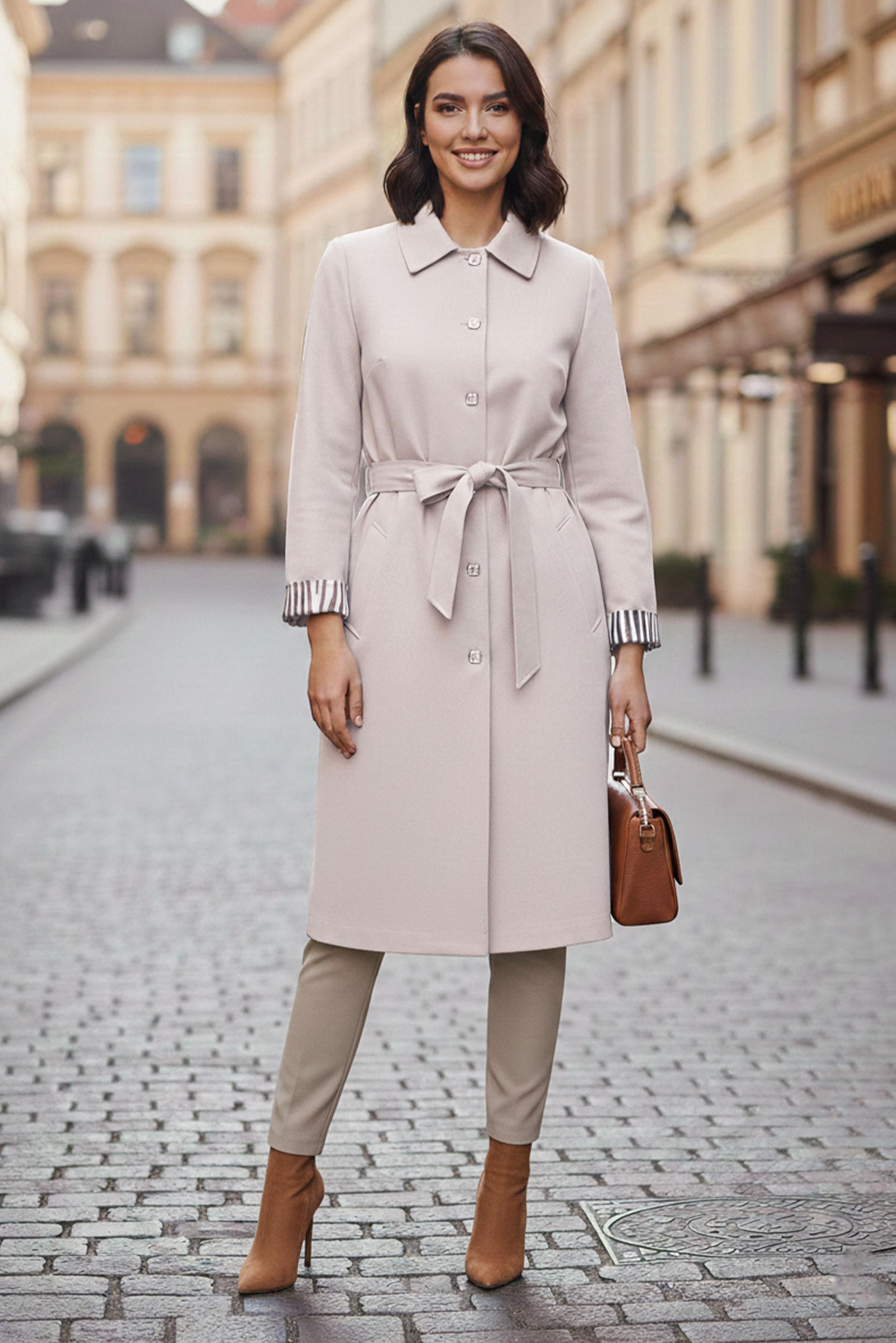 Hijab clothing BEIGE BELTED PLUS SIZE TRENCH COAT 10892