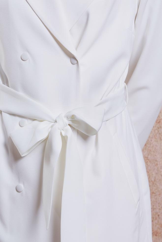 Hijab clothing WHITE BELTED TRENCH COAT 10895 - ALVİNA