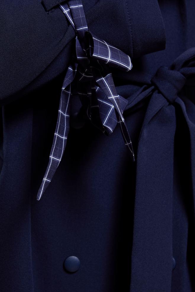 Vêtements hijab BLEU MARINE TRENCH-COAT CEINTURÉ 10895 - ALVİNA