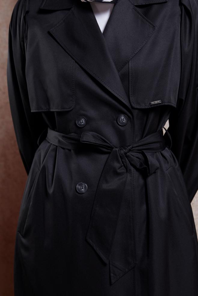 Hijab clothing BLACK BELTED TRENCH COAT 10898 - ALVİNA