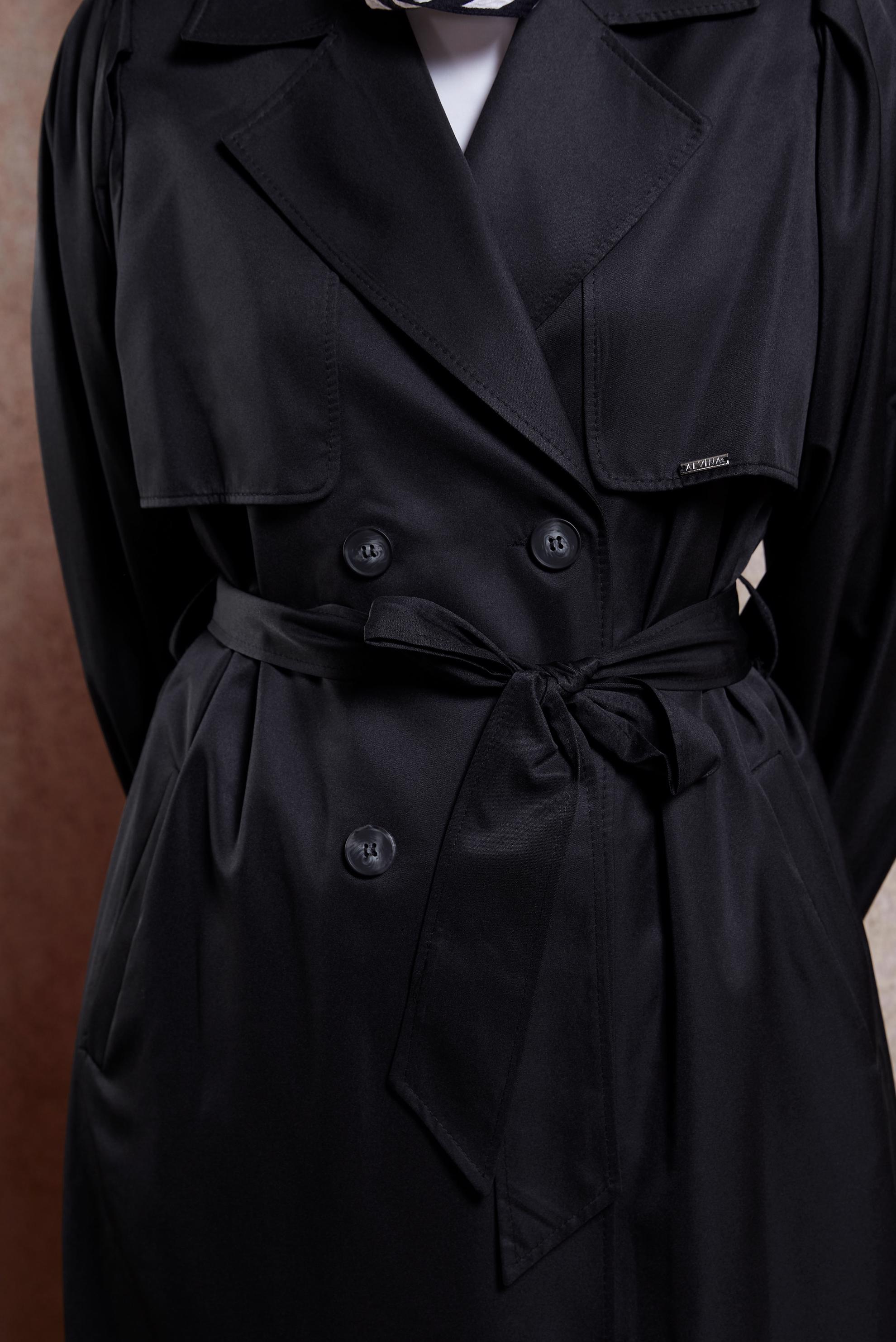 Tesettür giyim SİYAH KUŞAKLI TRENÇKOT 10898