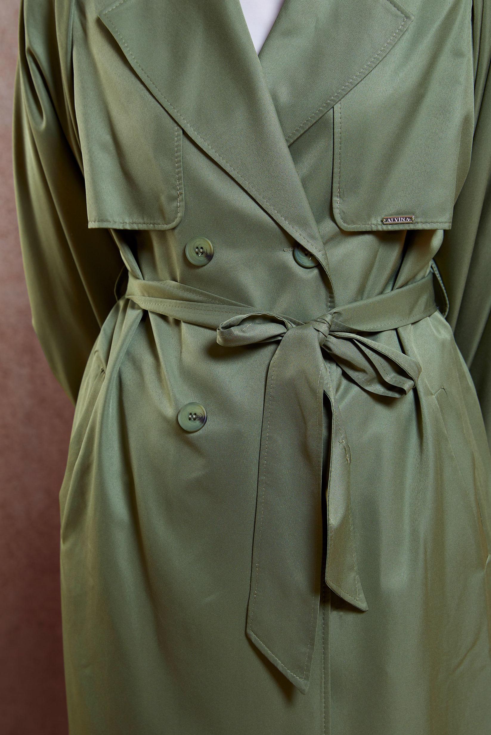 Tesettür giyim HAKİ KUŞAKLI TRENÇKOT 10898