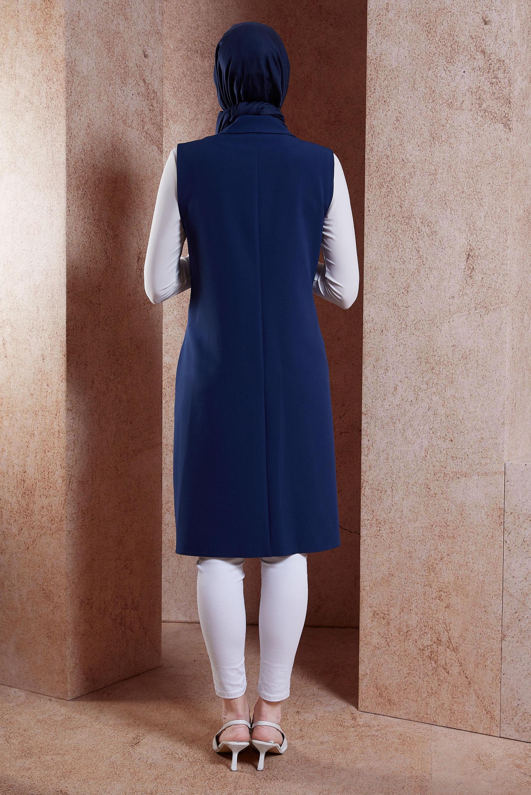 Vêtements hijab BLEU MARINE GILET AVEC BROCHE 44658