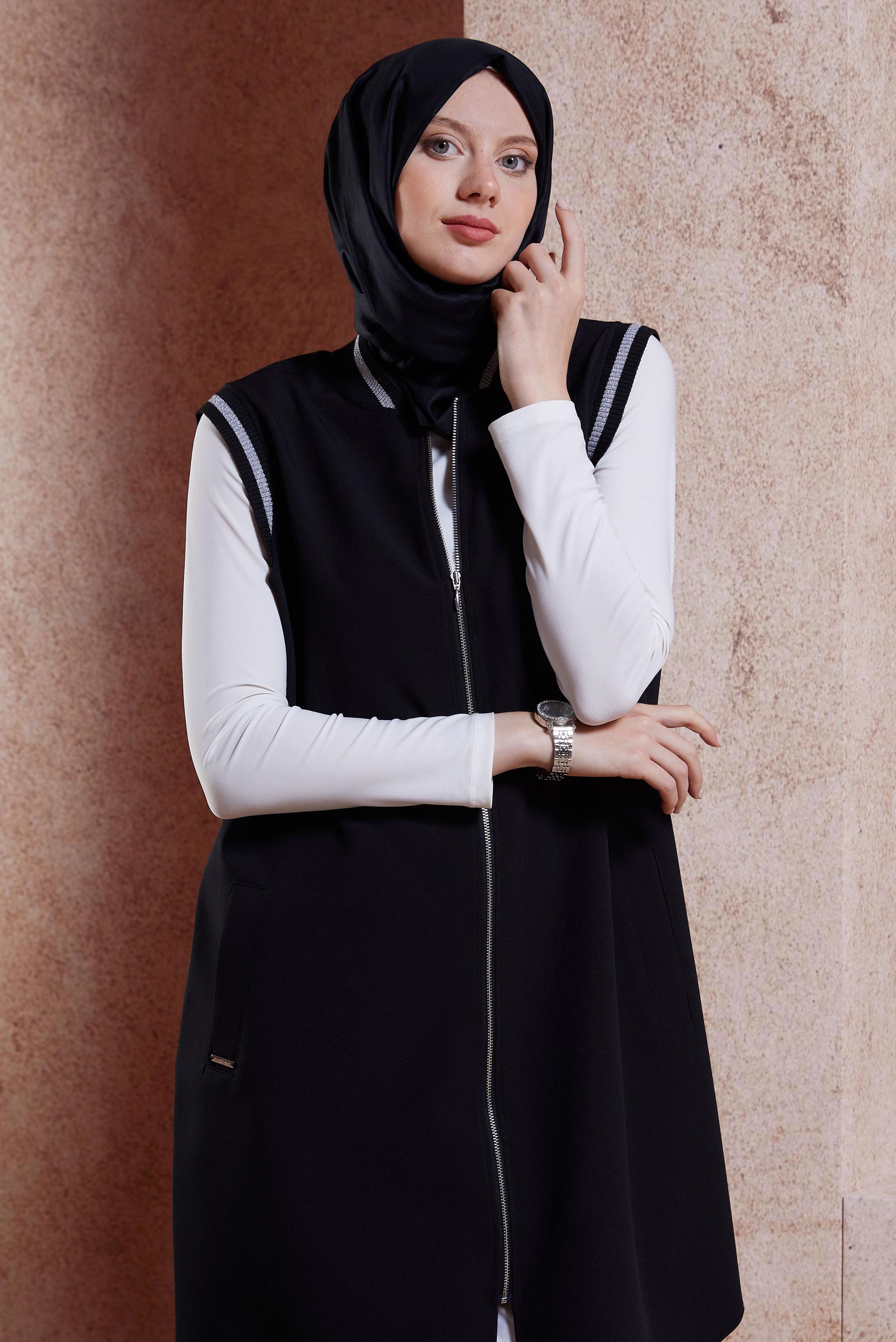 Vêtements hijab NOIR GILET ZIPPÉ 44661