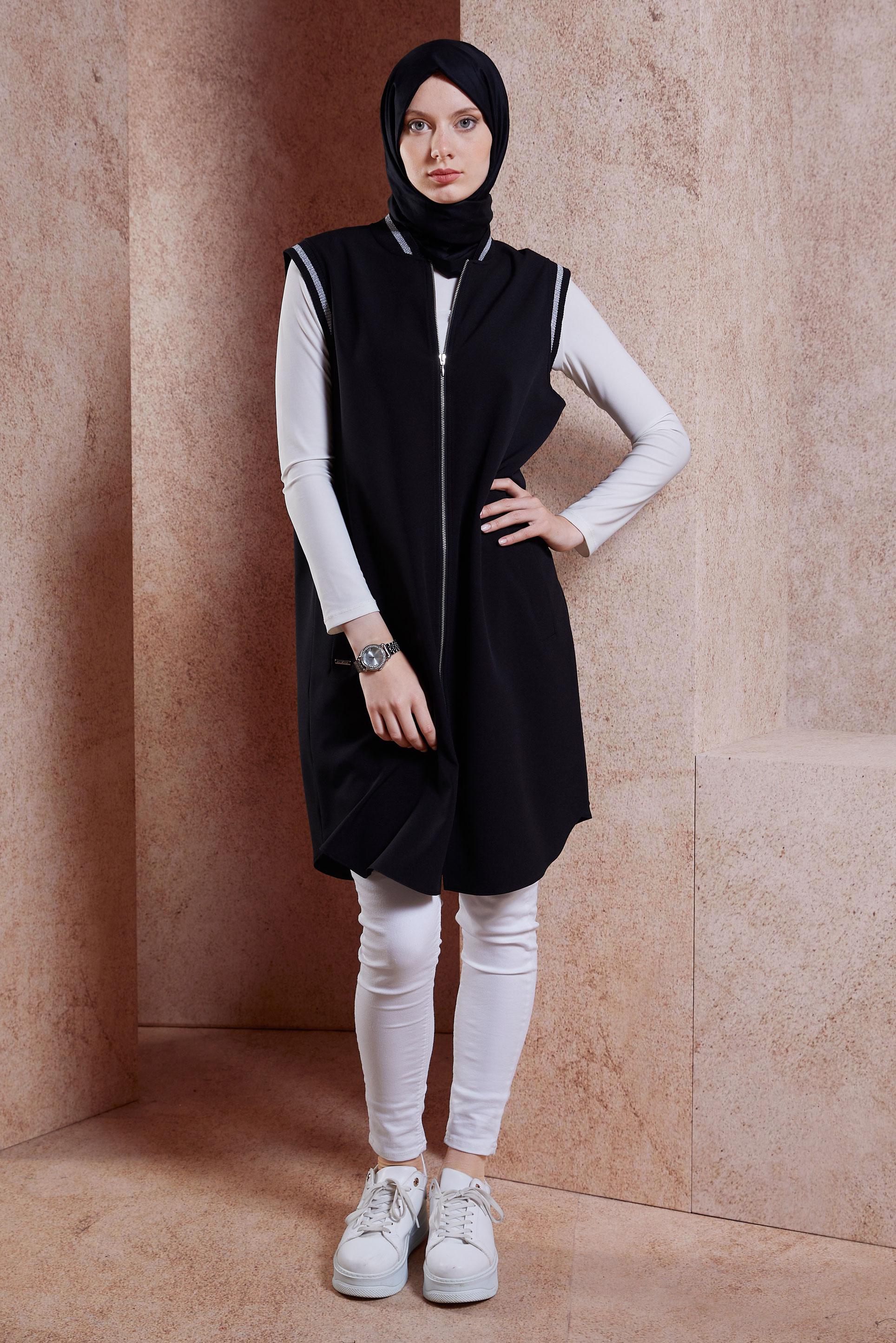 Vêtements hijab NOIR GILET ZIPPÉ 44661