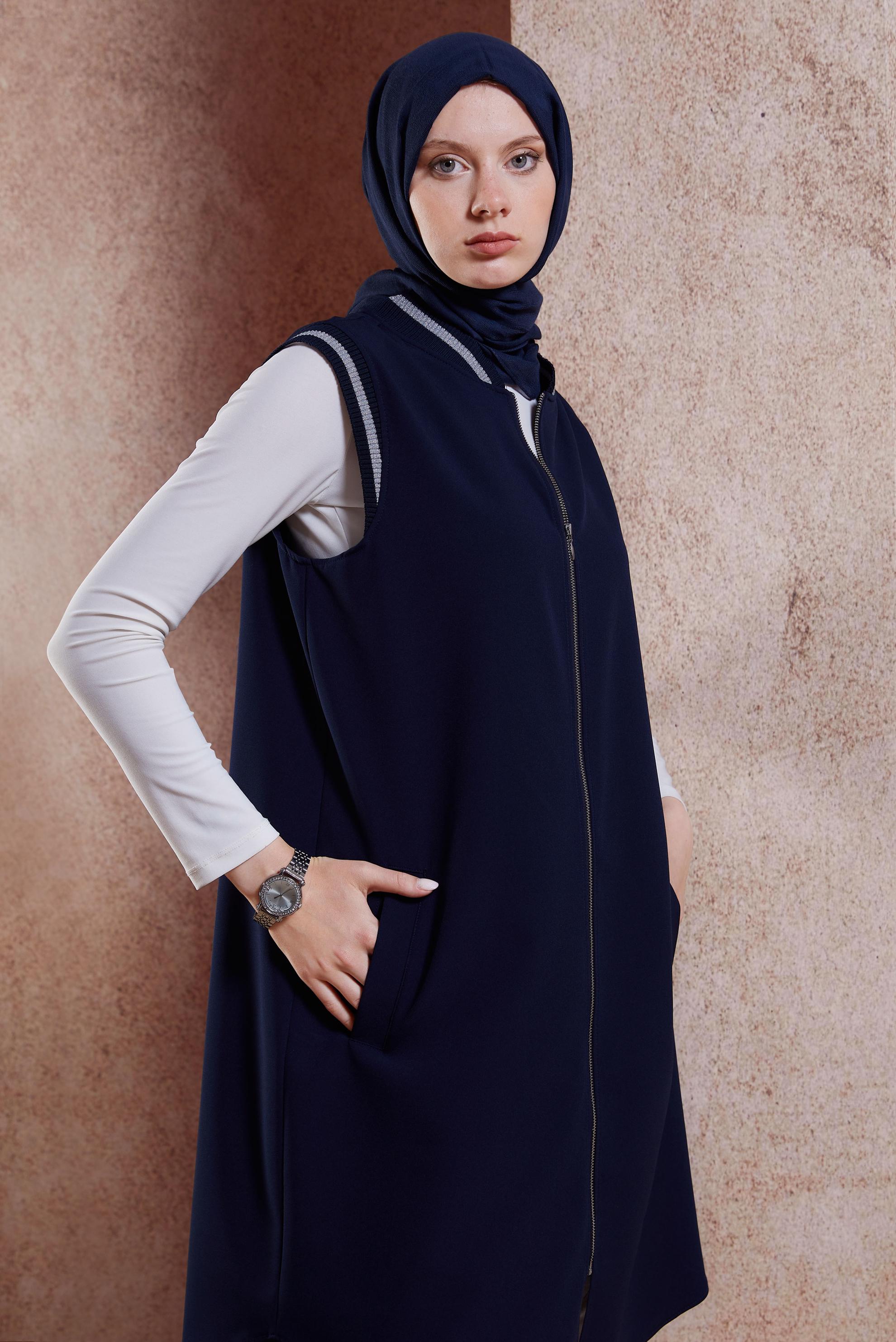 Vêtements hijab BLEU MARINE GILET ZIPPÉ 44661
