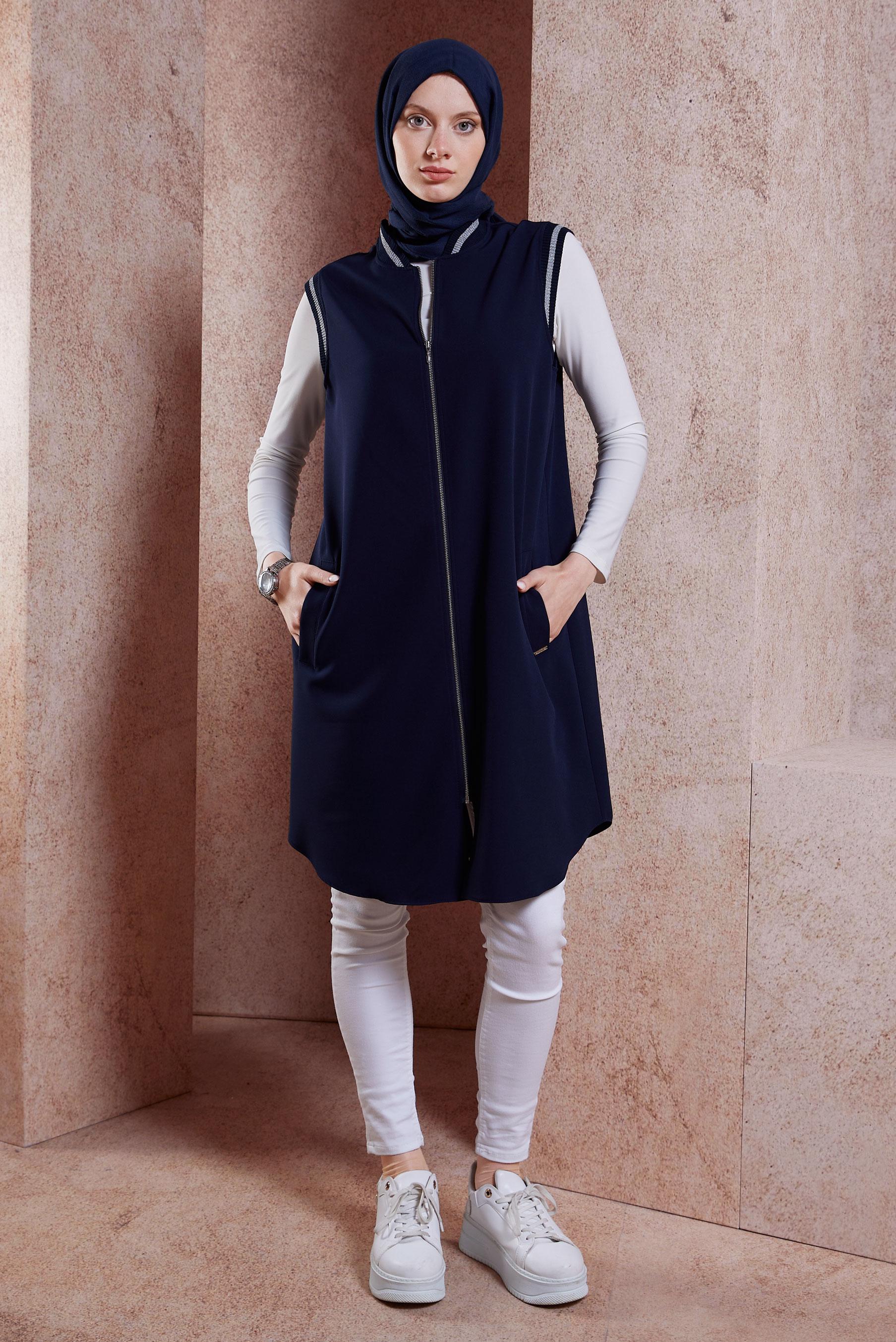 Vêtements hijab BLEU MARINE GILET ZIPPÉ 44661