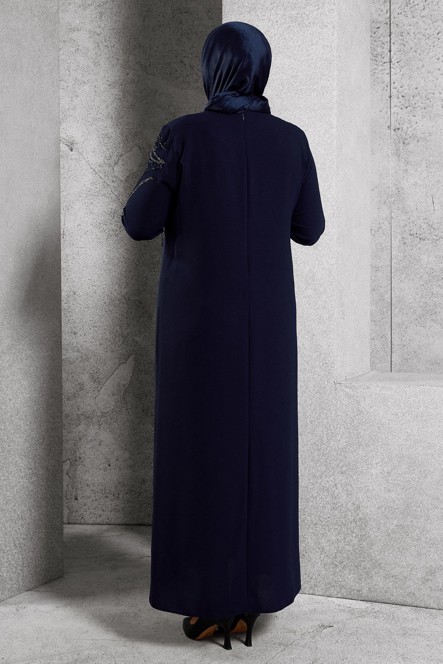 Vêtements hijab BLEU MARINE ROBE DE SOIRÉE BRODÉE DE PIERRES PRÉCIEUSES 20619