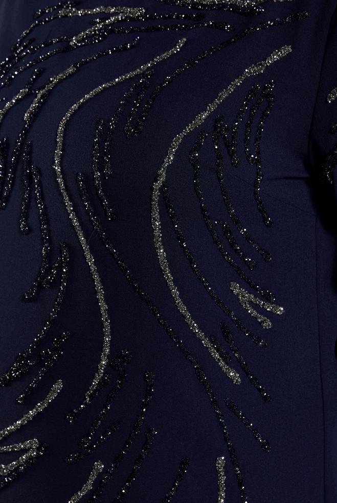 Vêtements hijab BLEU MARINE ROBE DE SOIRÉE BRODÉE DE PIERRES PRÉCIEUSES 20619 - ALVİNA