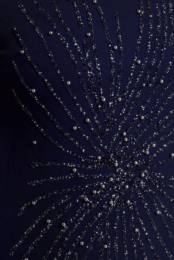 Vêtements hijab BLEU MARINE ROBE DE SOIRÉE AVEC BIJOU 20620 - ALVİNA