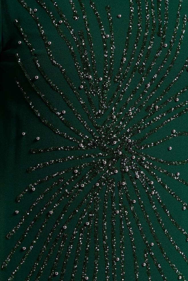 Vêtements hijab VERT ROBE DE SOIRÉE AVEC BIJOU 20620 - ALVİNA