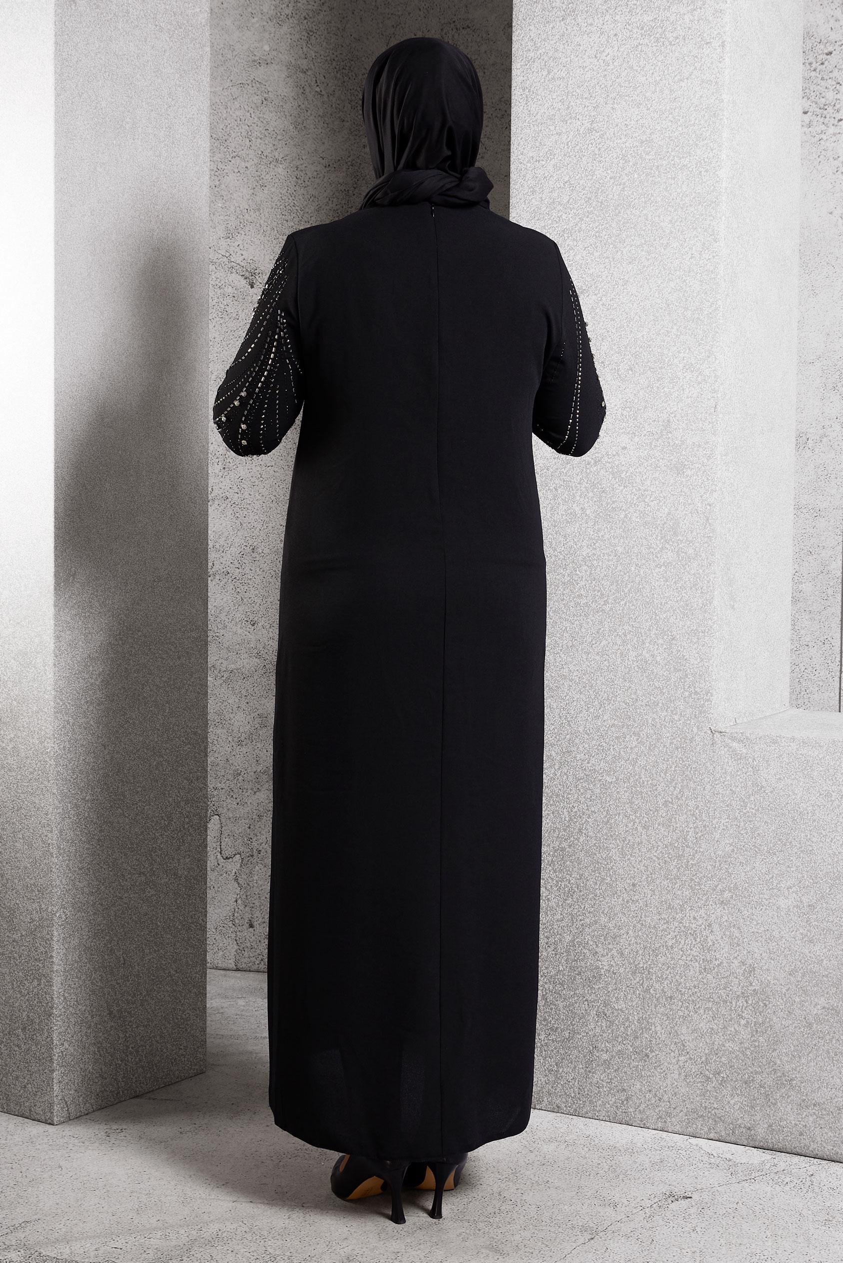 Vêtements hijab NOIR ROBE DE SOIRÉE AVEC BIJOU 20621
