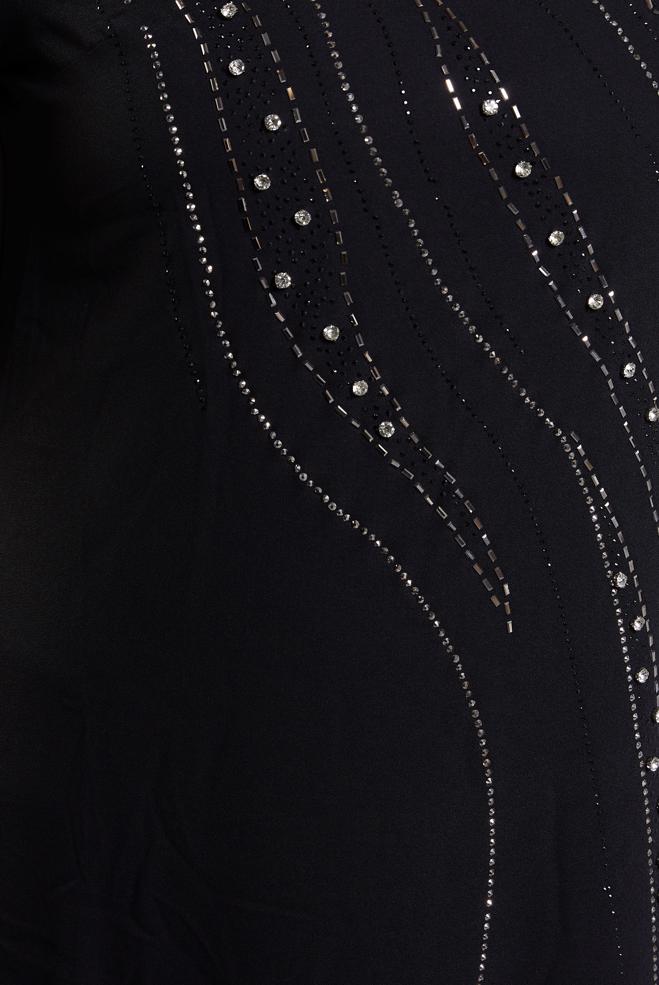 Tesettür giyim SİYAH TAŞ BASKILI ABİYE ELBİSE 20621 - ALVİNA