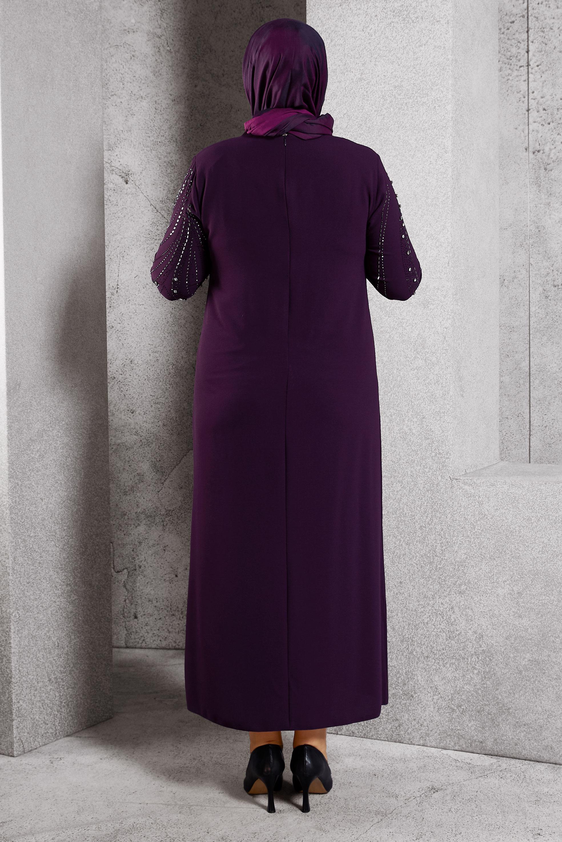 Vêtements hijab PRUNE ROBE DE SOIRÉE AVEC BIJOU 20621