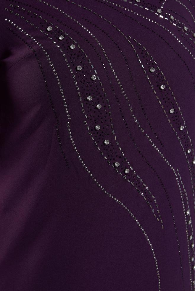 Tesettür giyim MÜRDÜM TAŞ BASKILI ABİYE ELBİSE 20621 - ALVİNA