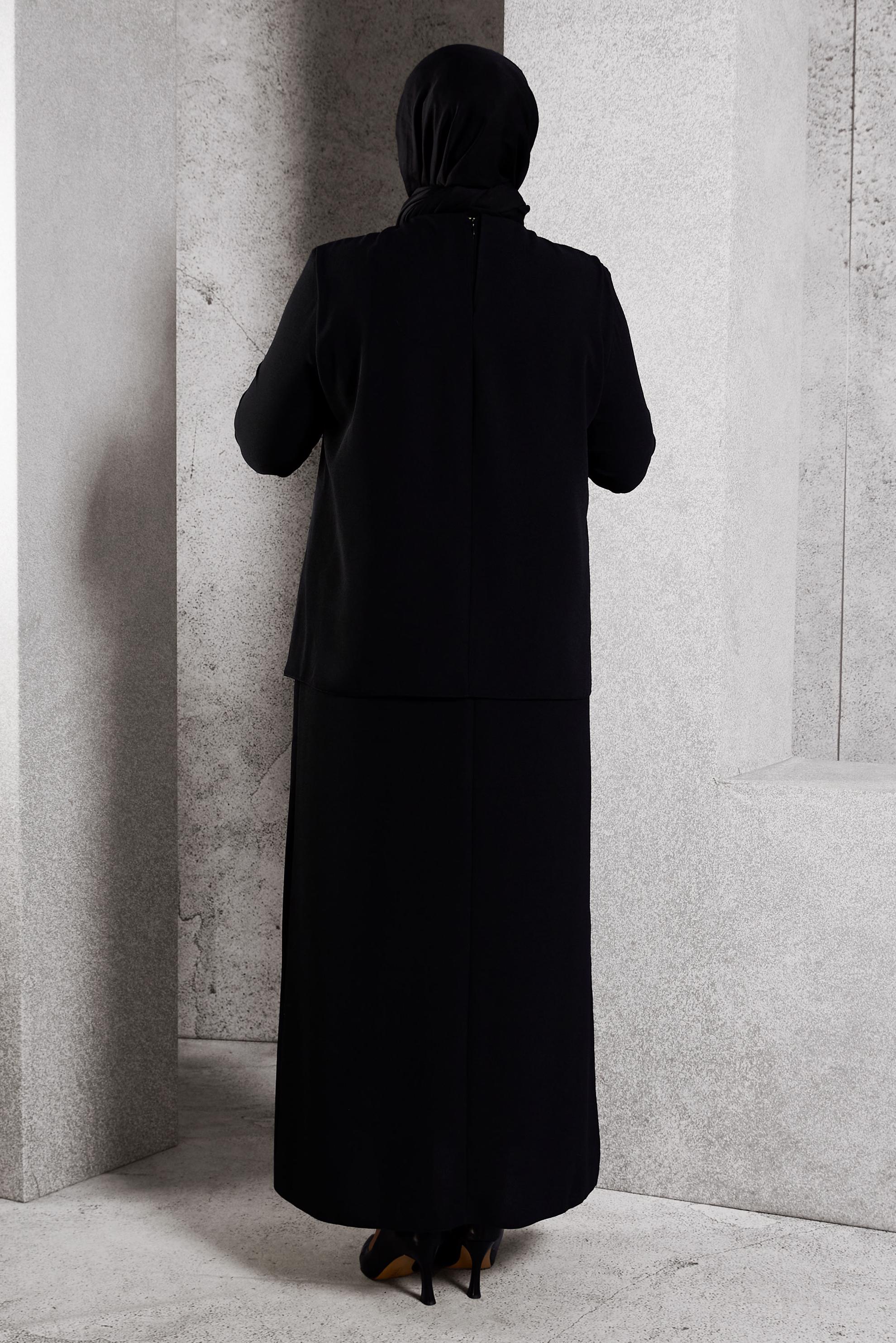 Vêtements hijab NOIR ROBE DE SOIRÉE AVEC BIJOU 20622