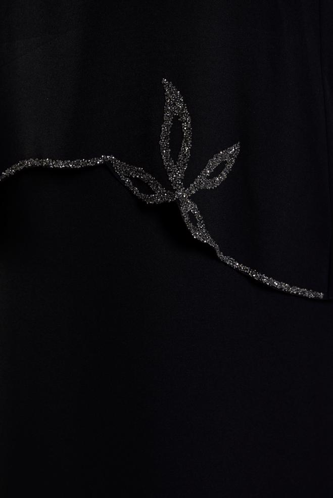 Vêtements hijab NOIR ROBE DE SOIRÉE AVEC BIJOU 20622 - ALVİNA