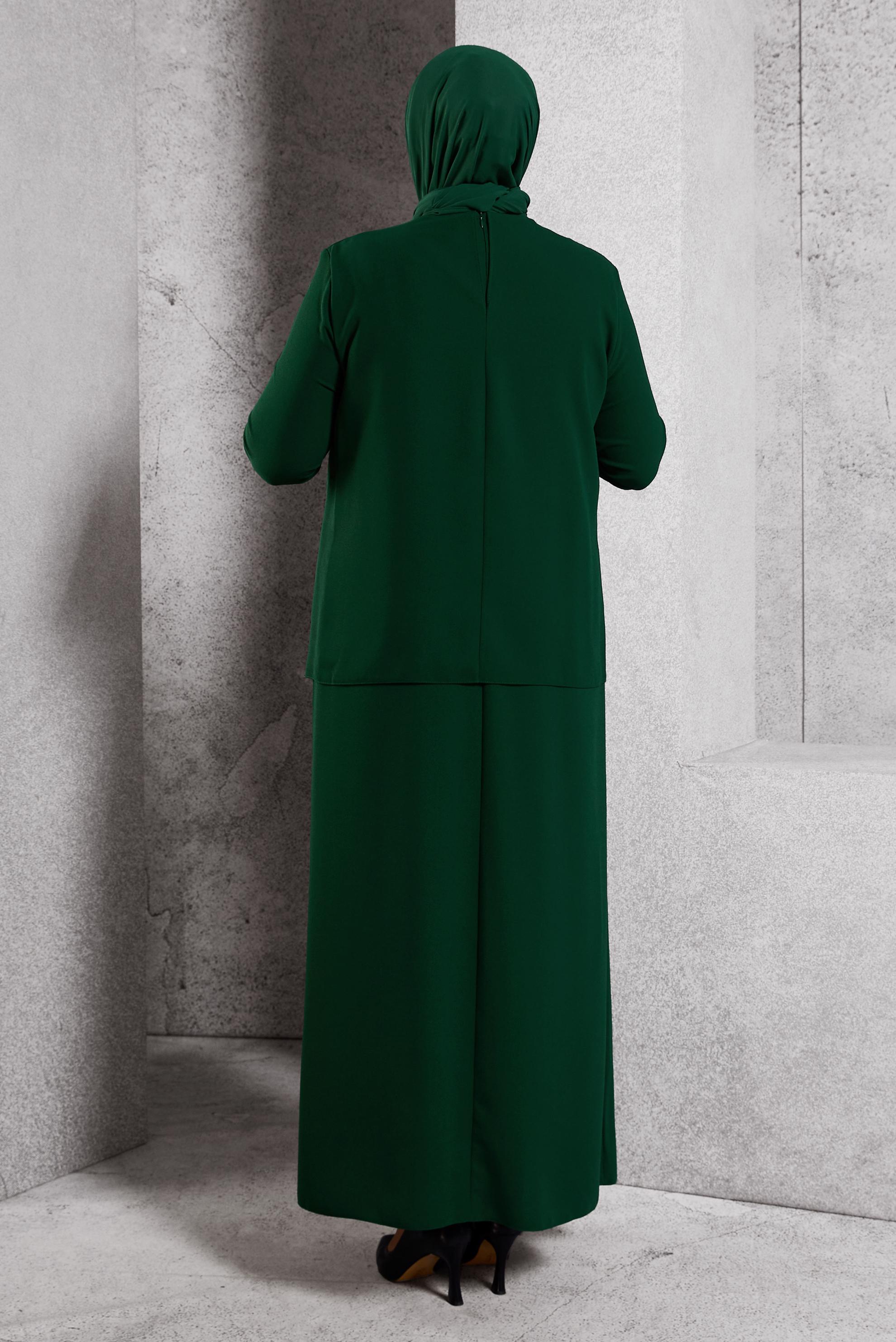 Vêtements hijab VERT ROBE DE SOIRÉE AVEC BIJOU 20622