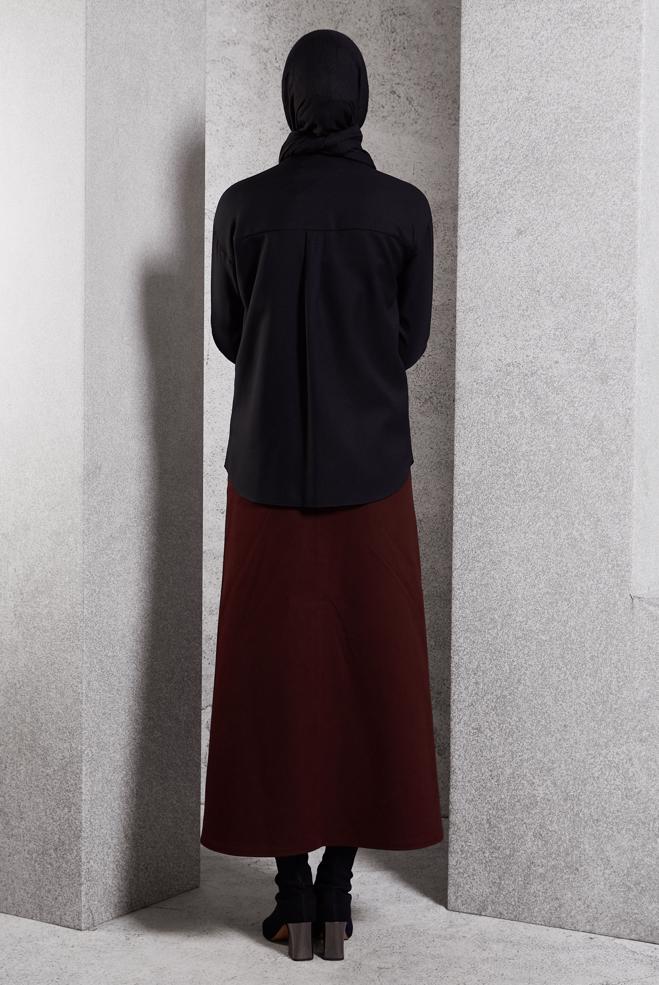 Vêtements hijab NOIR BLOUSE COL CHEMISE 45126 - ALVİNA