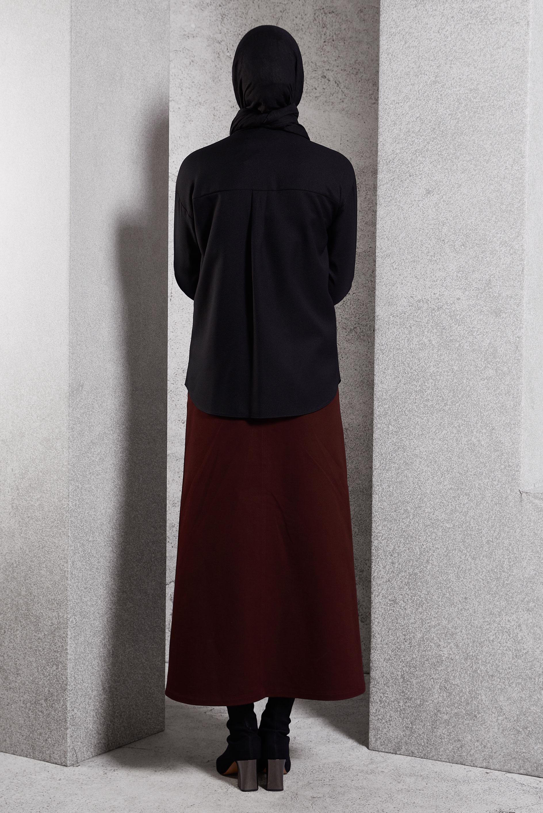 Tesettür giyim SİYAH GÖMLEK YAKA BLUZ 45126