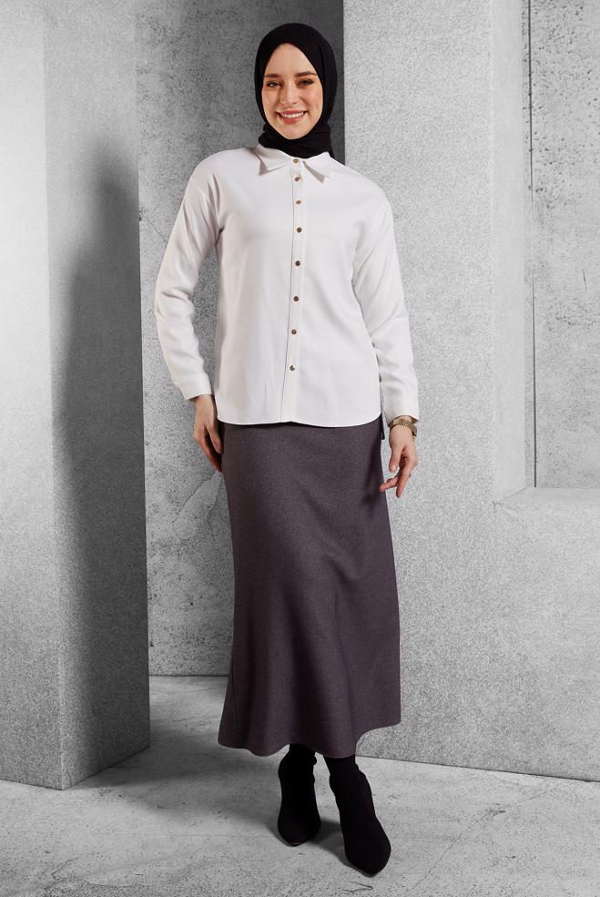 Hijab clothing WHITE SHIRT COLLAR BLOUSE 45126 - ALVİNA